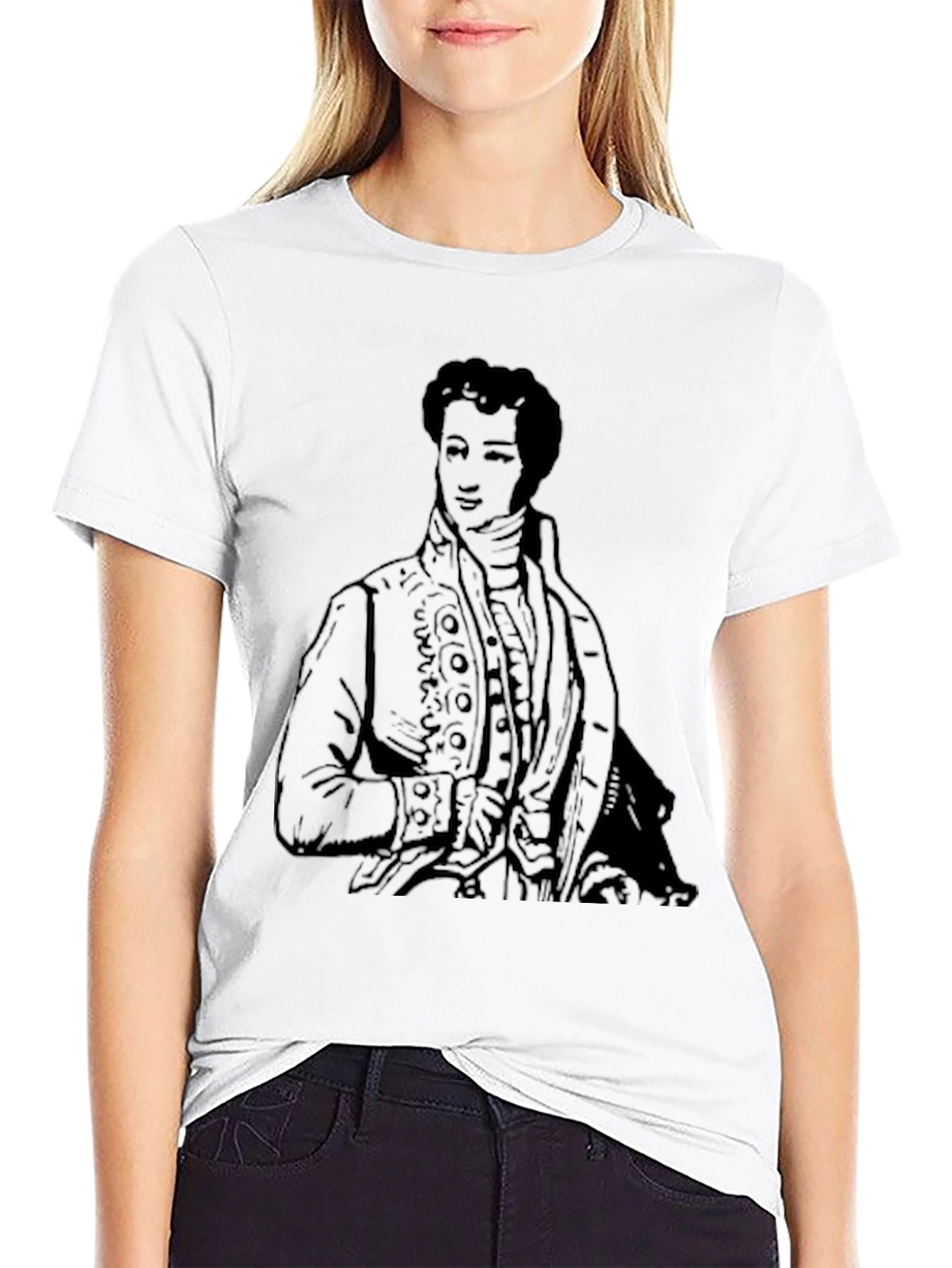 Black T-Shirt with Historical Figure Print