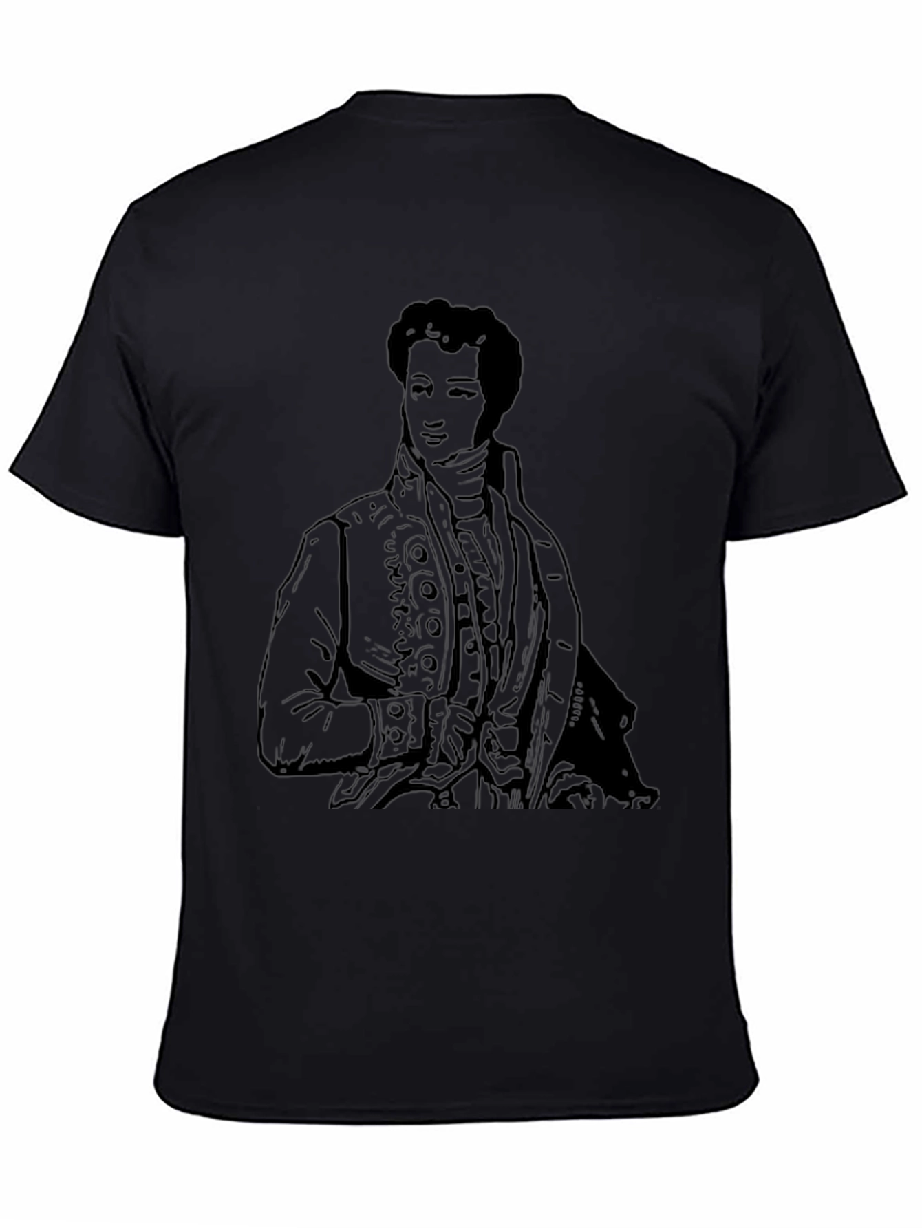 Black T-Shirt with Historical Figure Print