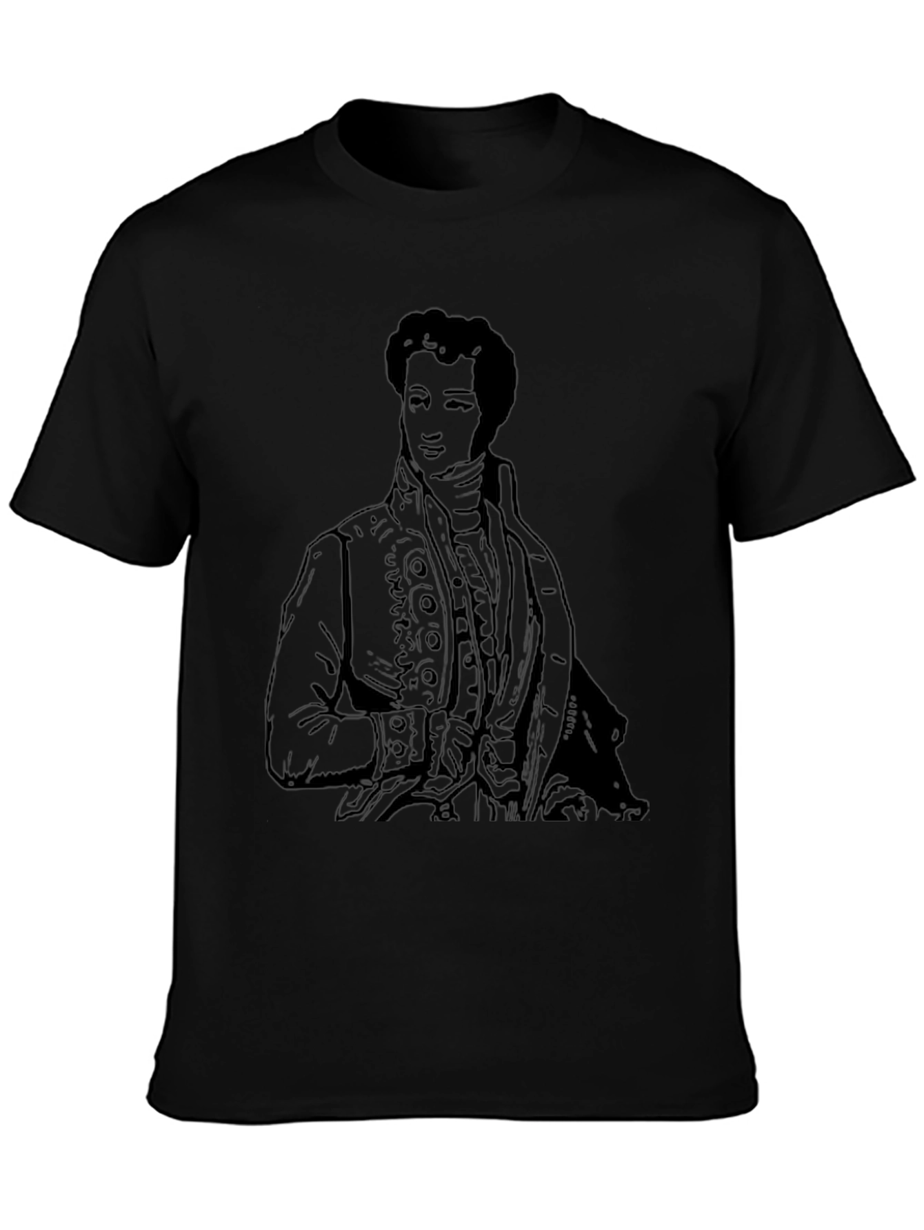 Black T-Shirt with Historical Figure Print