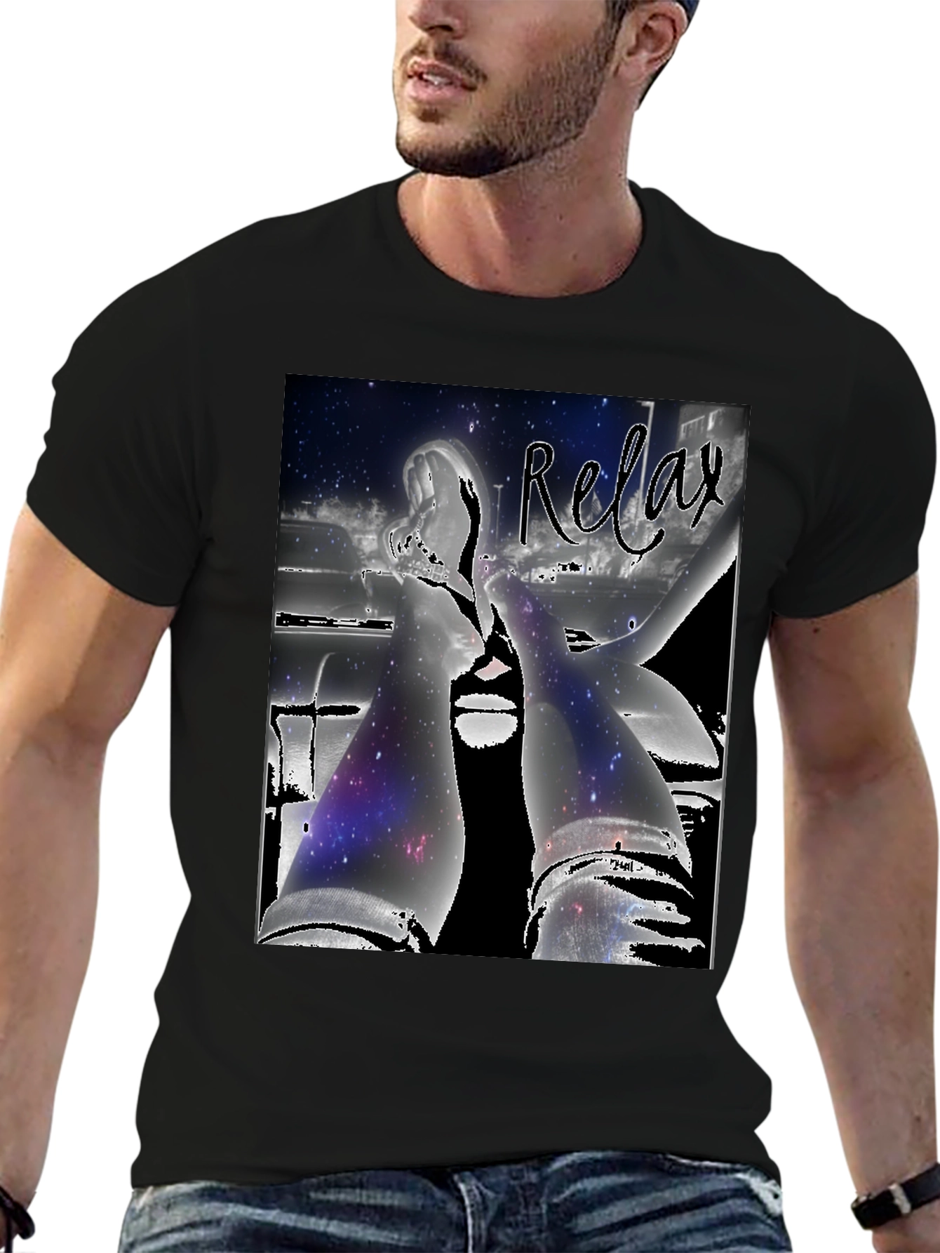 Relax Graphic Tee - Stylish Galaxy Design