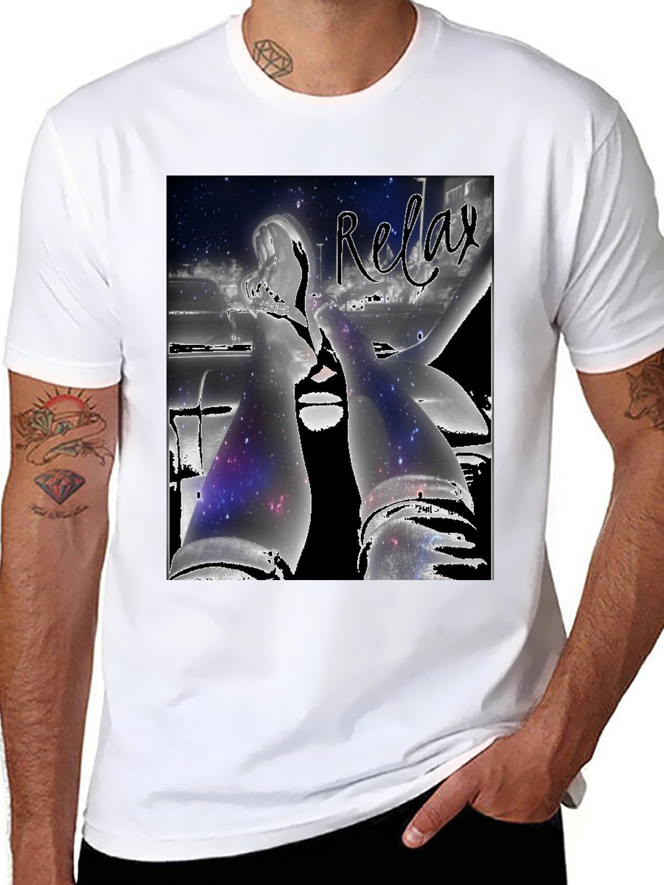 Relax Graphic Tee - Stylish Galaxy Design