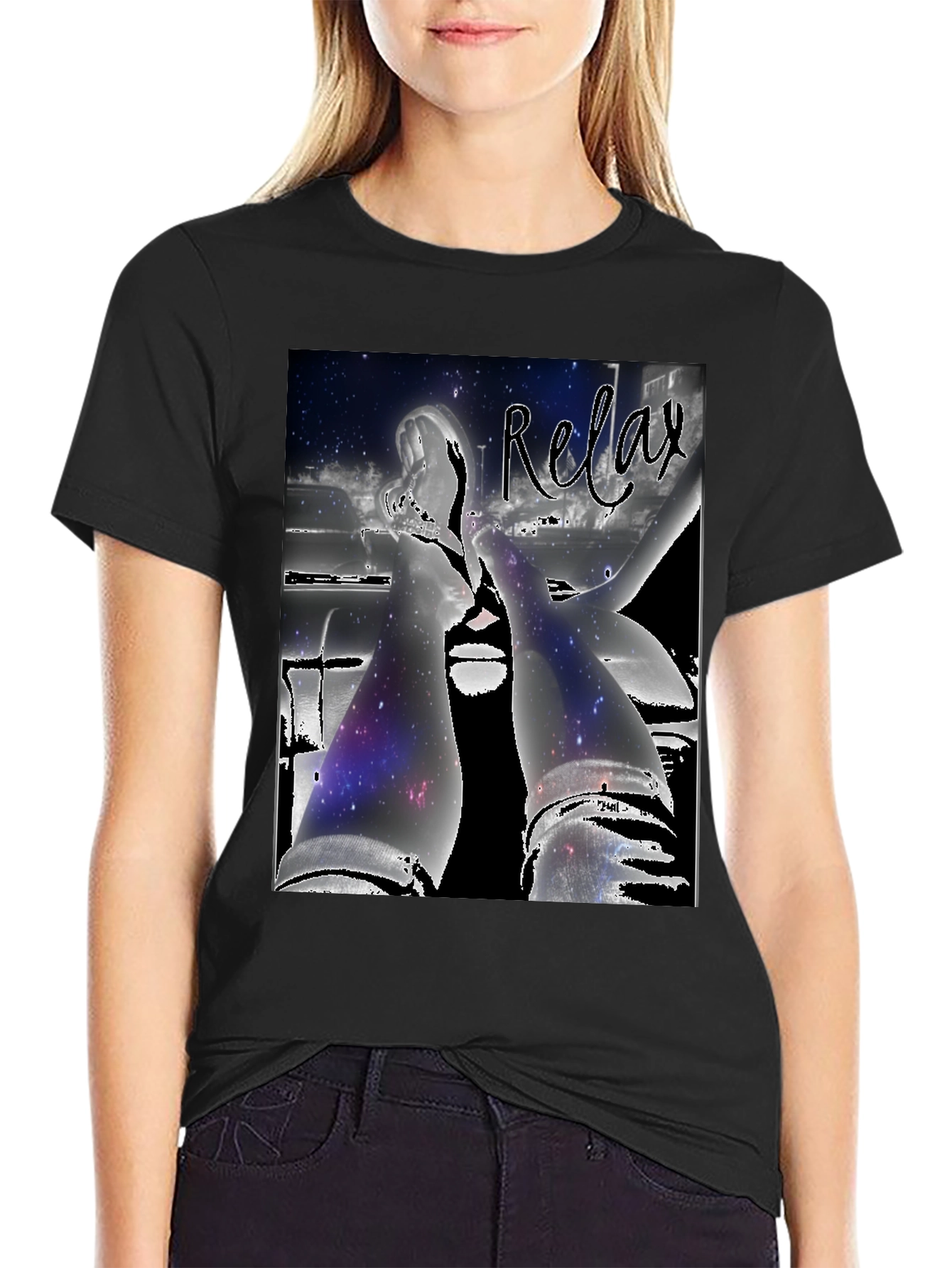 Relax Graphic Tee - Stylish Galaxy Design