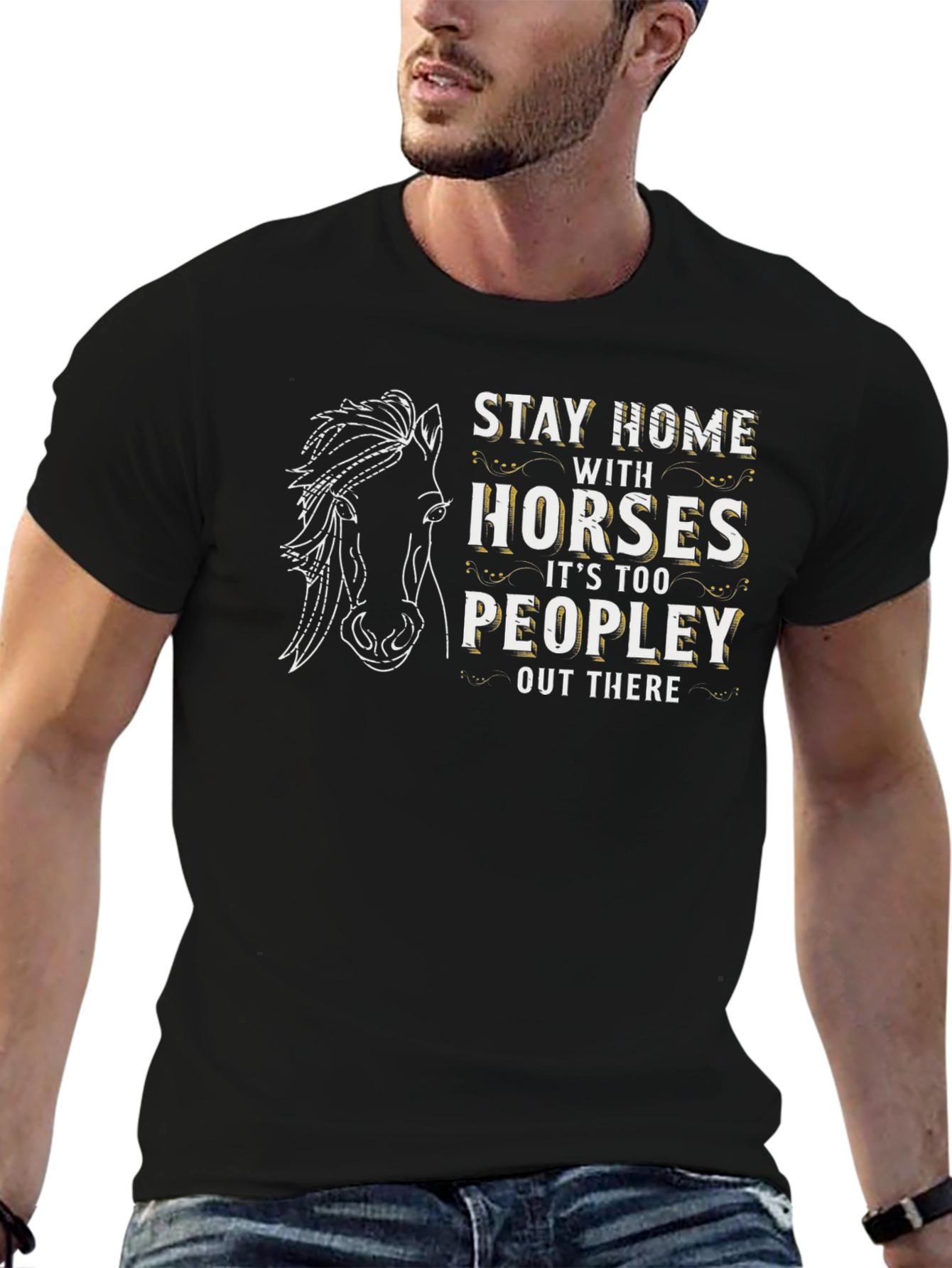 Stay Home With Horses Graphic T-Shirt