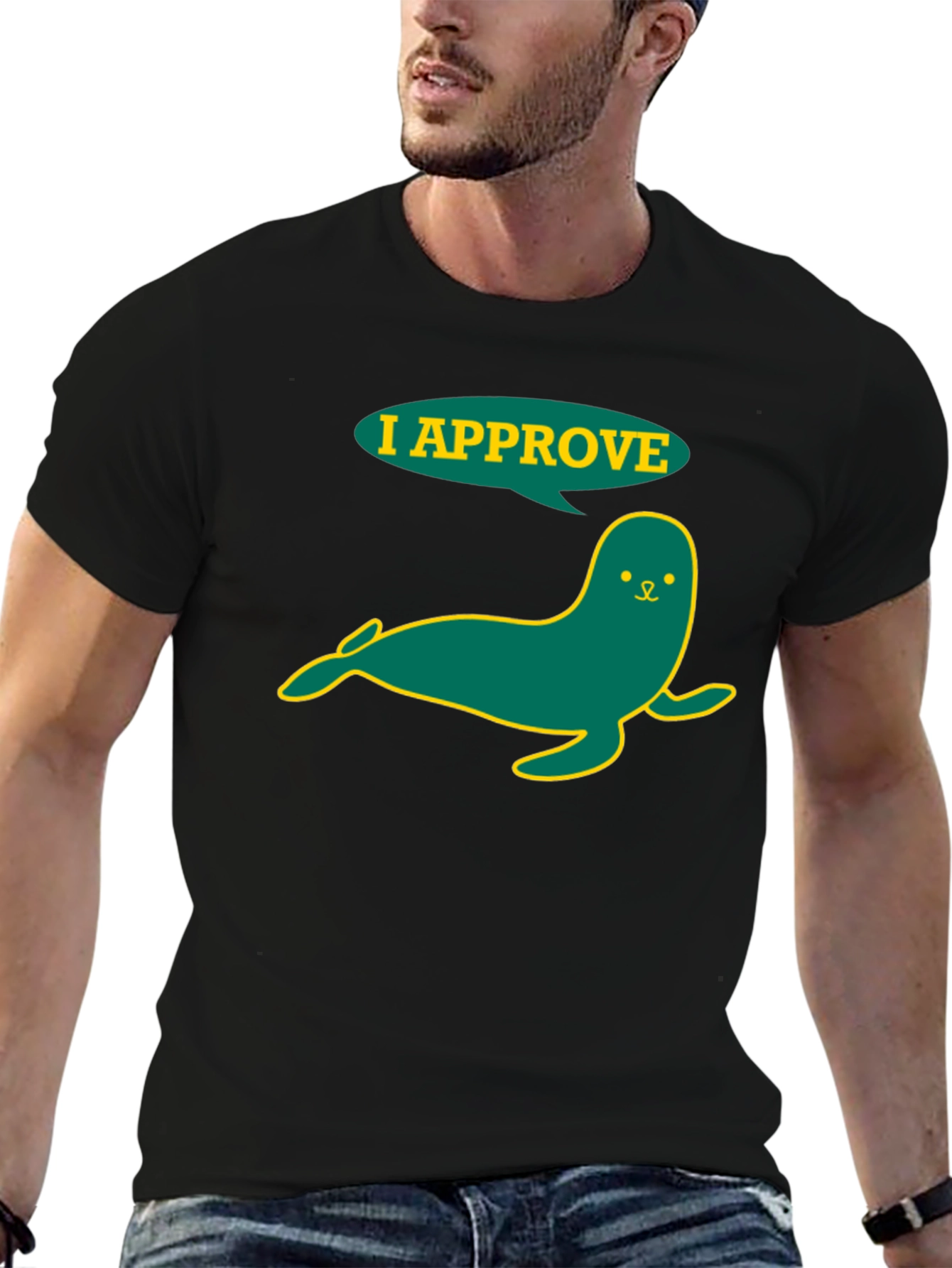 I Approve Seal Graphic T-Shirt - Black