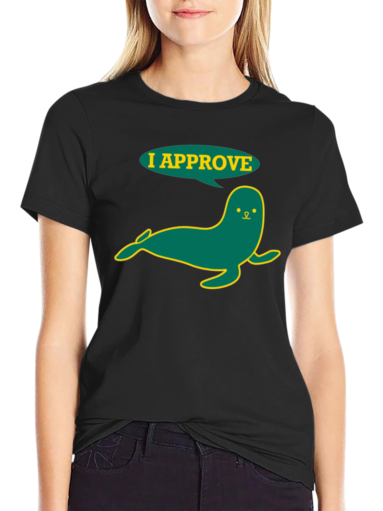 I Approve Seal Graphic T-Shirt - Black
