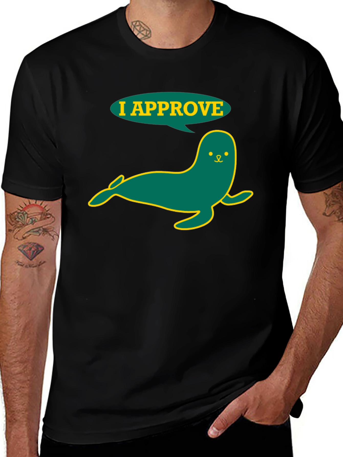I Approve Seal Graphic T-Shirt - Black