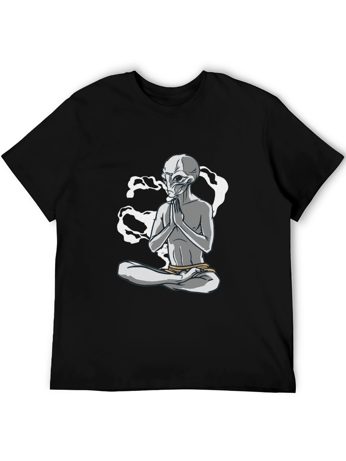 Meditating Alien Graphic Tee - Black
