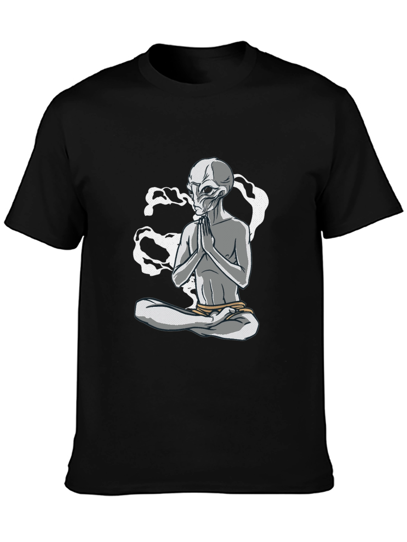 Meditating Alien Graphic Tee - Black