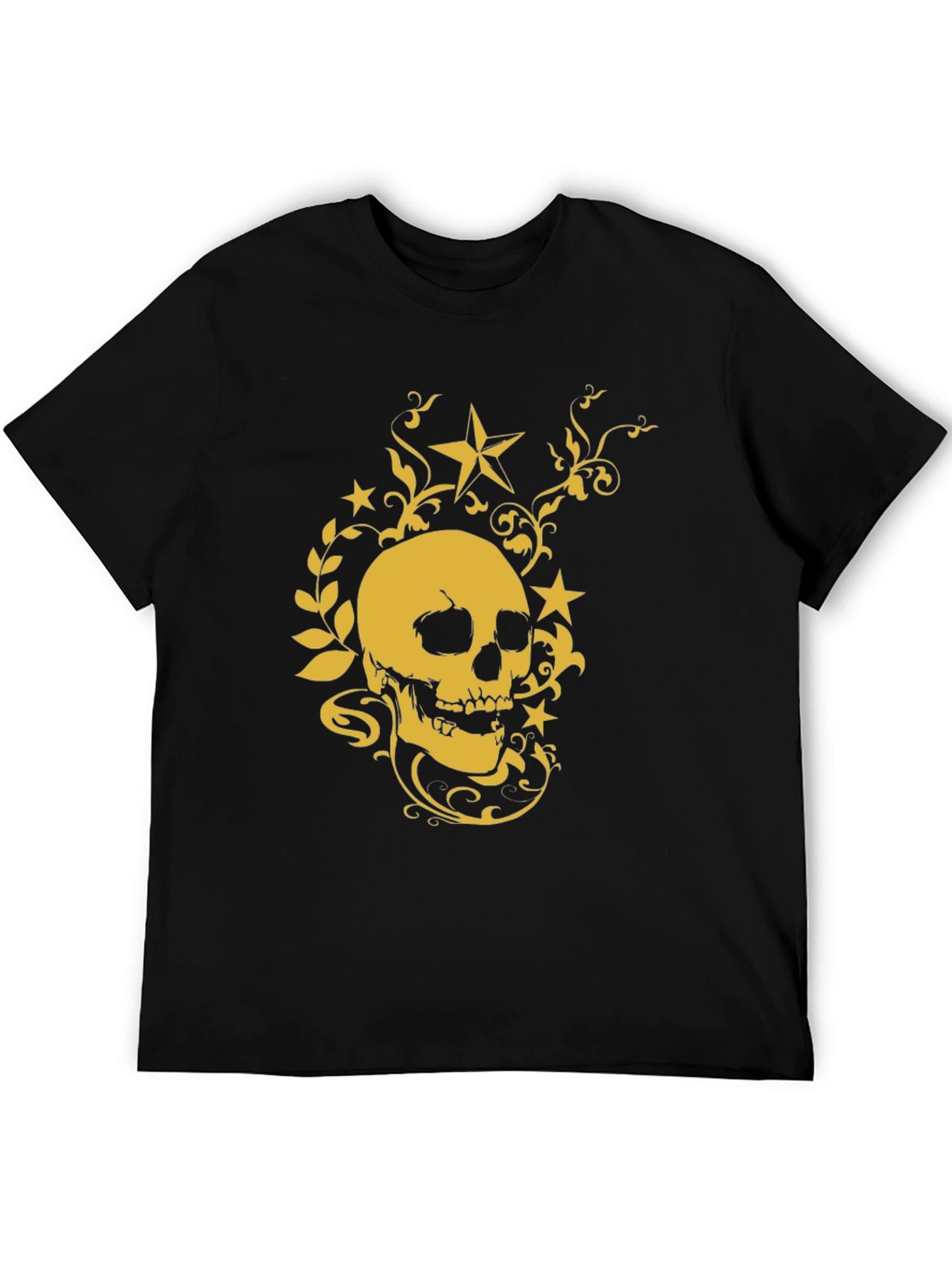 Skull & Stars Graphic Tee - Black Cotton Shirt