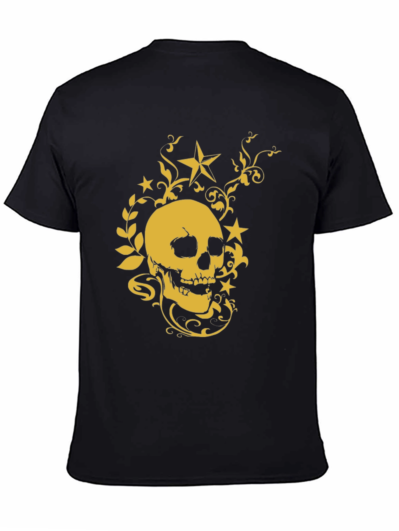 Skull & Stars Graphic Tee - Black Cotton Shirt
