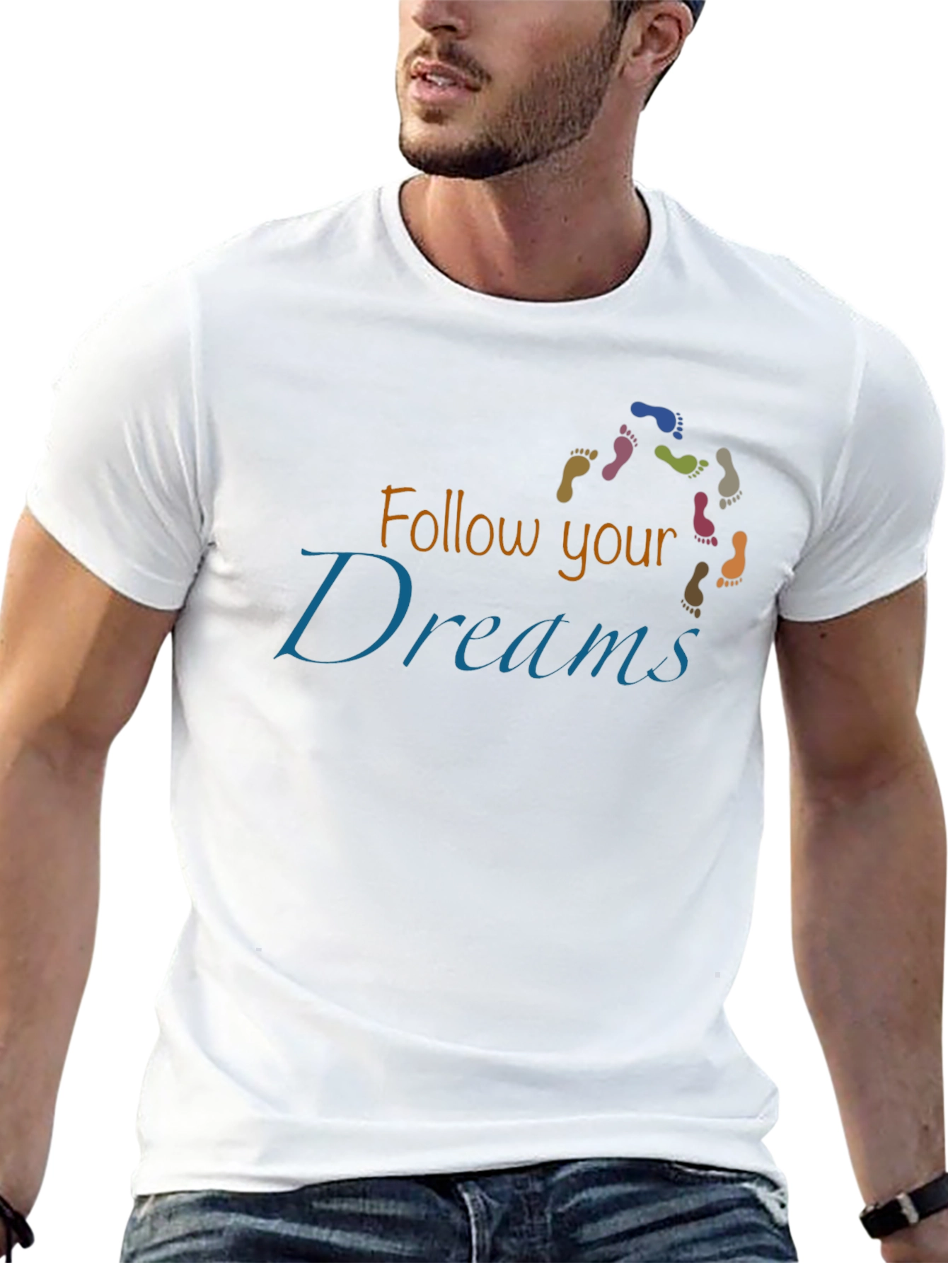 Follow Your Dreams Graphic Tee - Stylish Crew Neck