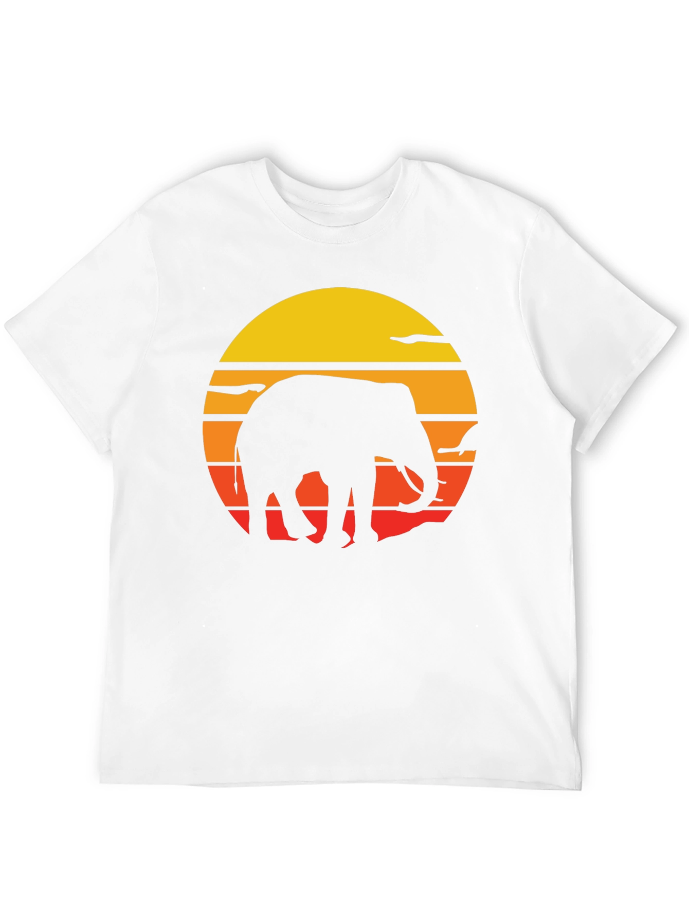 Elephant Sunset Graphic Tee - Black Cotton T-Shirt