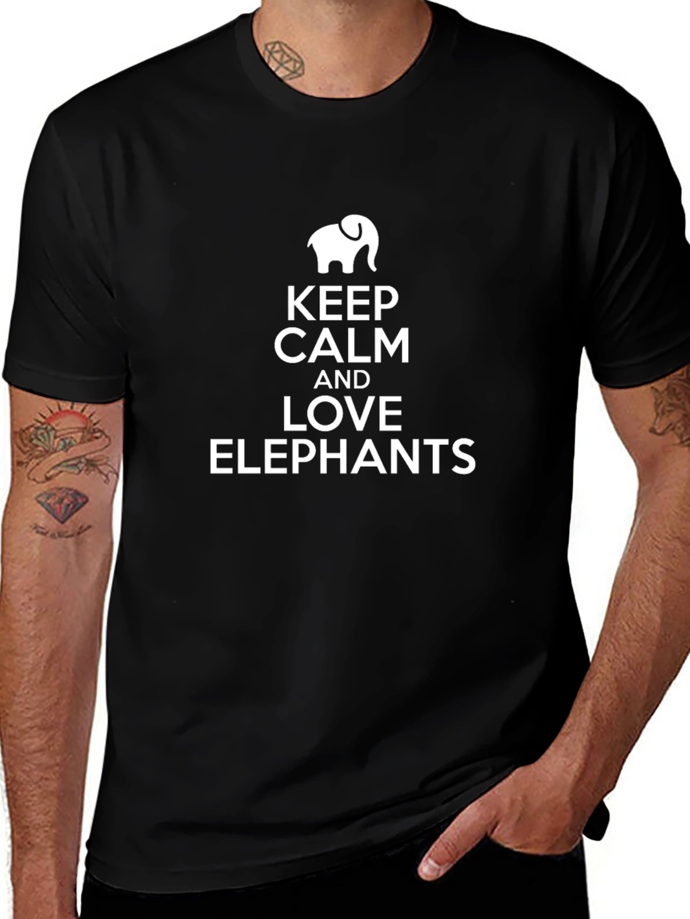Keep Calm and Love Elephants Graphic T-Shirt