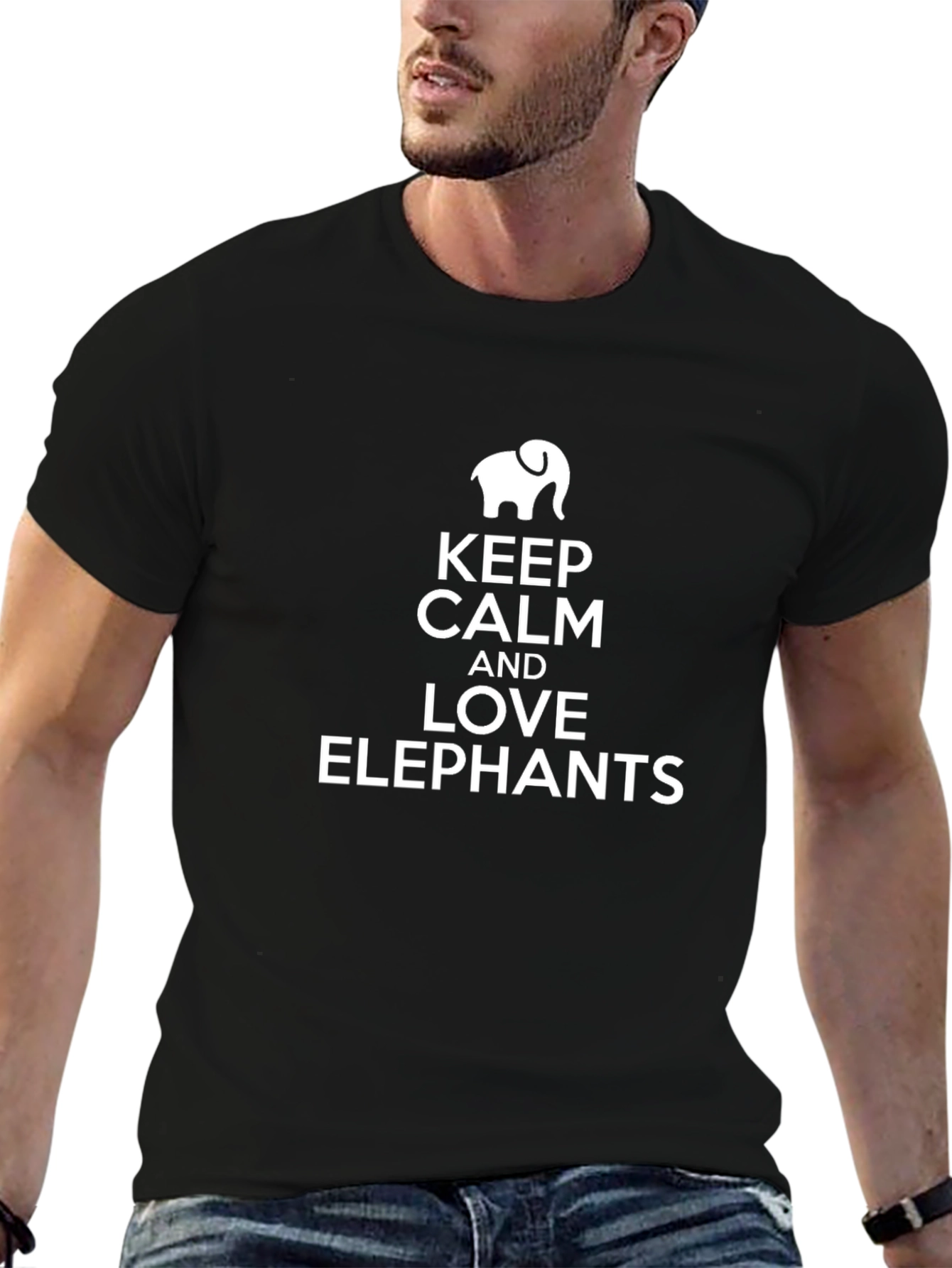 Keep Calm and Love Elephants Graphic T-Shirt