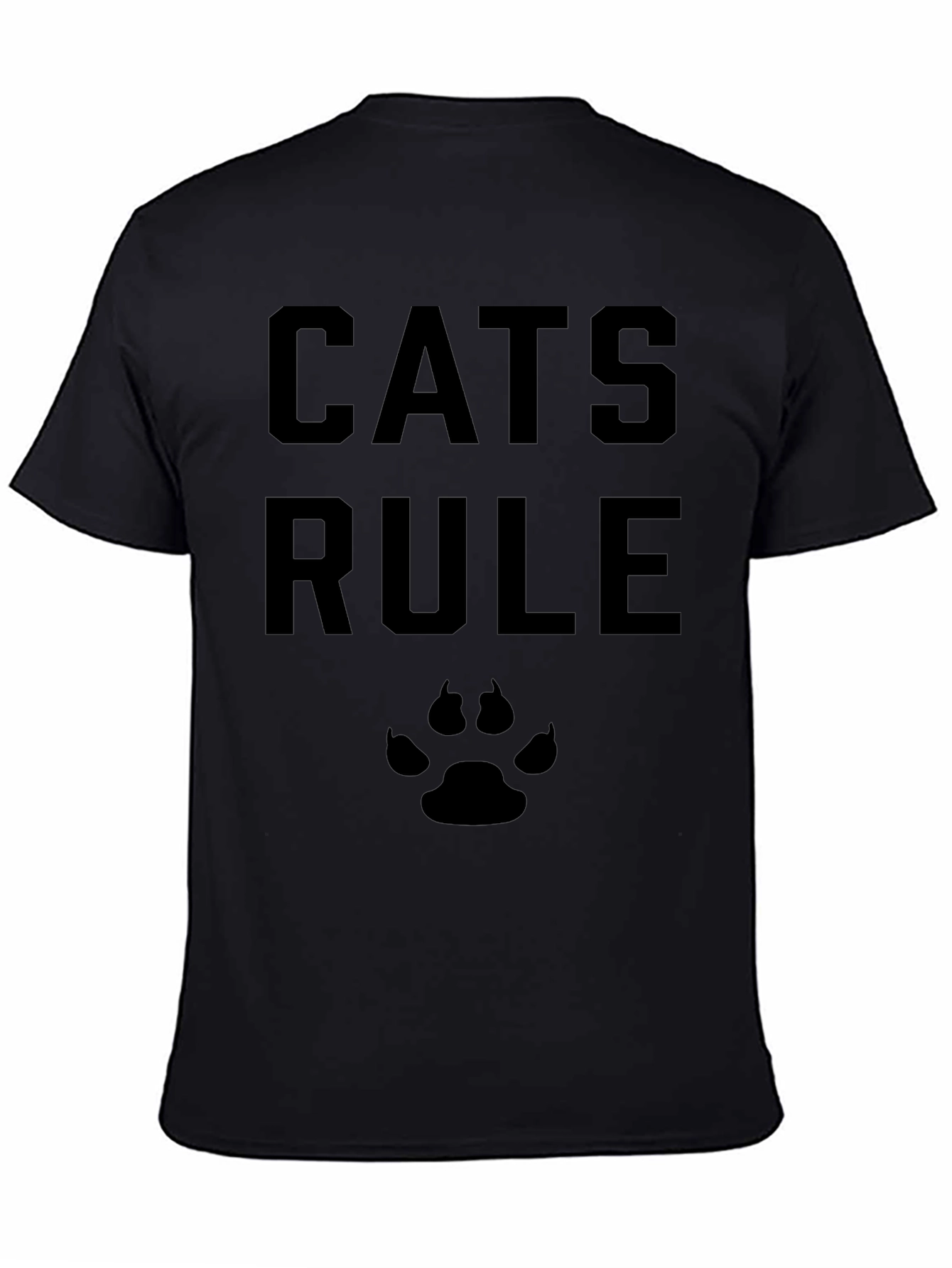 Cats Rule T-Shirt - Black Cat Paw Tee