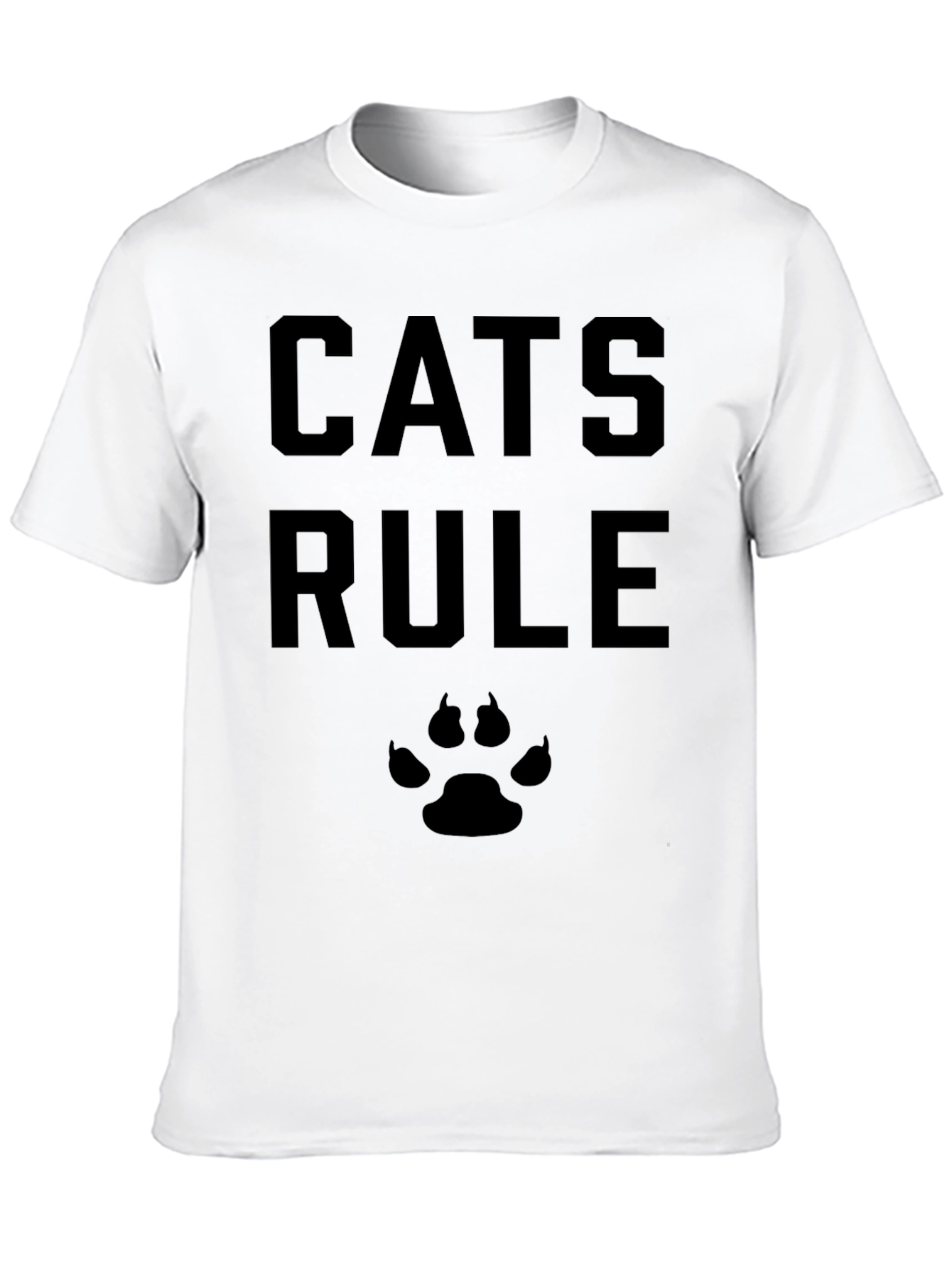 Cats Rule T-Shirt - Black Cat Paw Tee