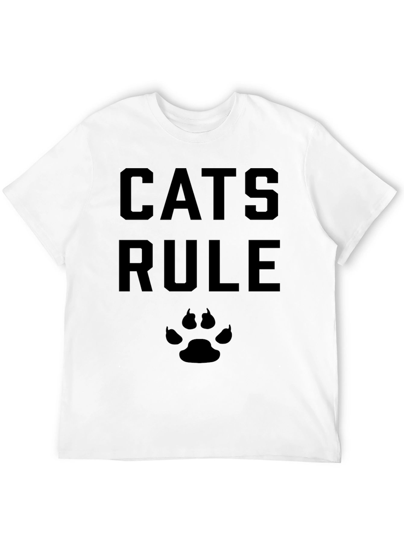 Cats Rule T-Shirt - Black Cat Paw Tee