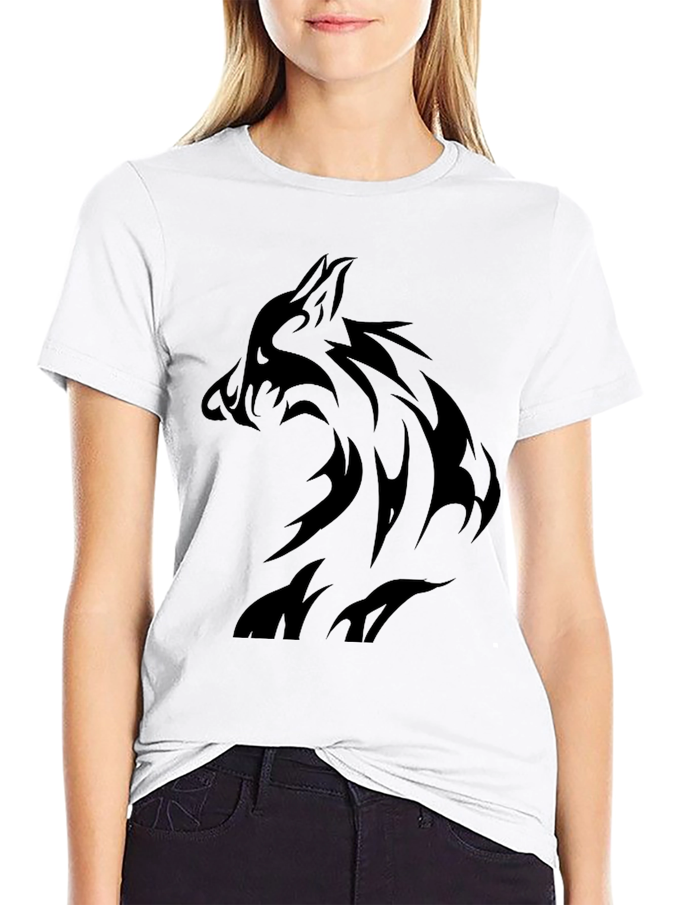 Mens Black Wolf Graphic T-Shirt