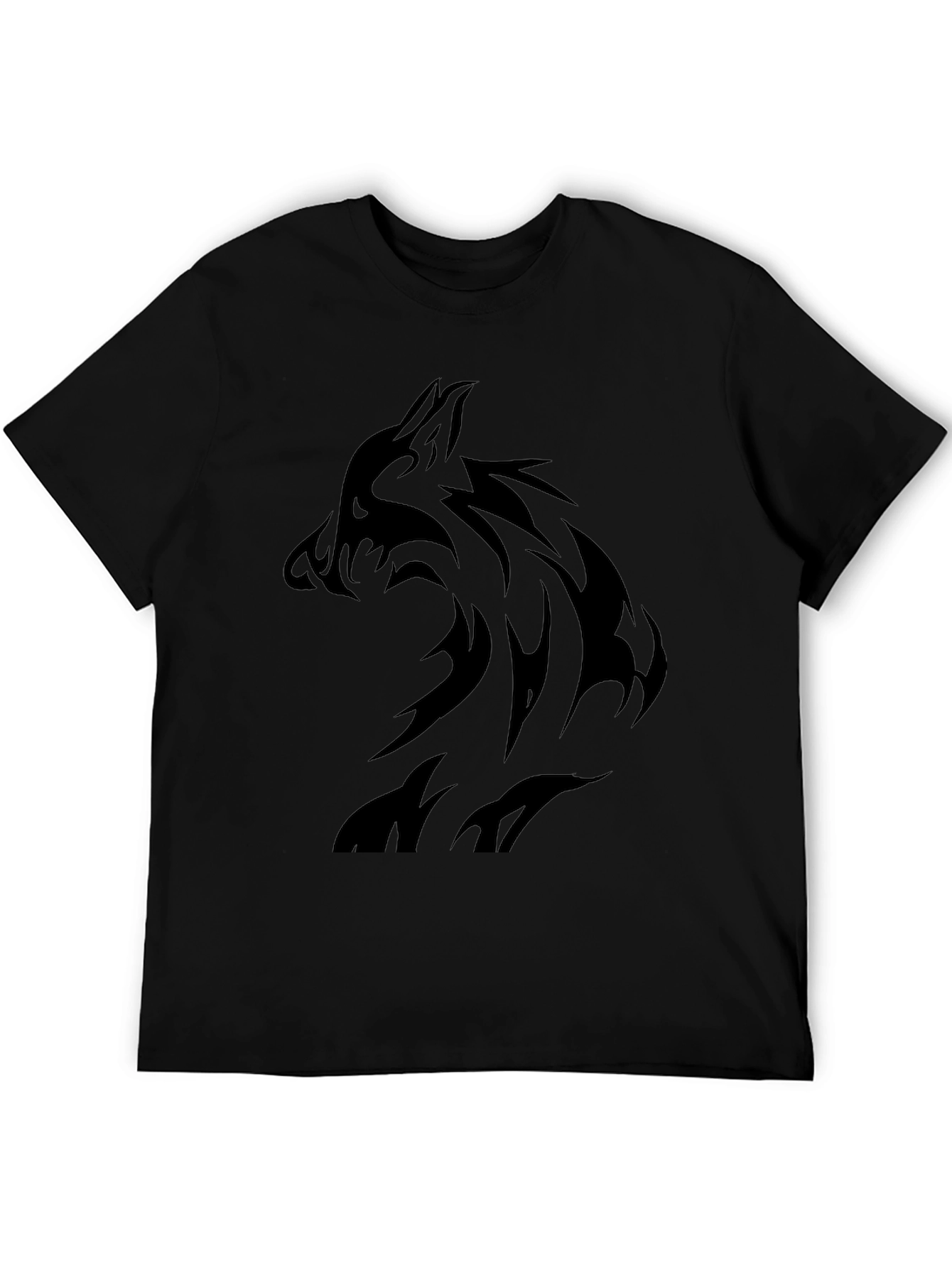 Mens Black Wolf Graphic T-Shirt