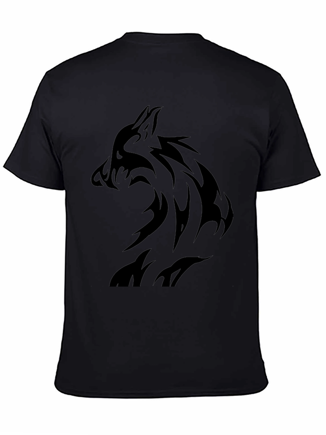 Mens Black Wolf Graphic T-Shirt