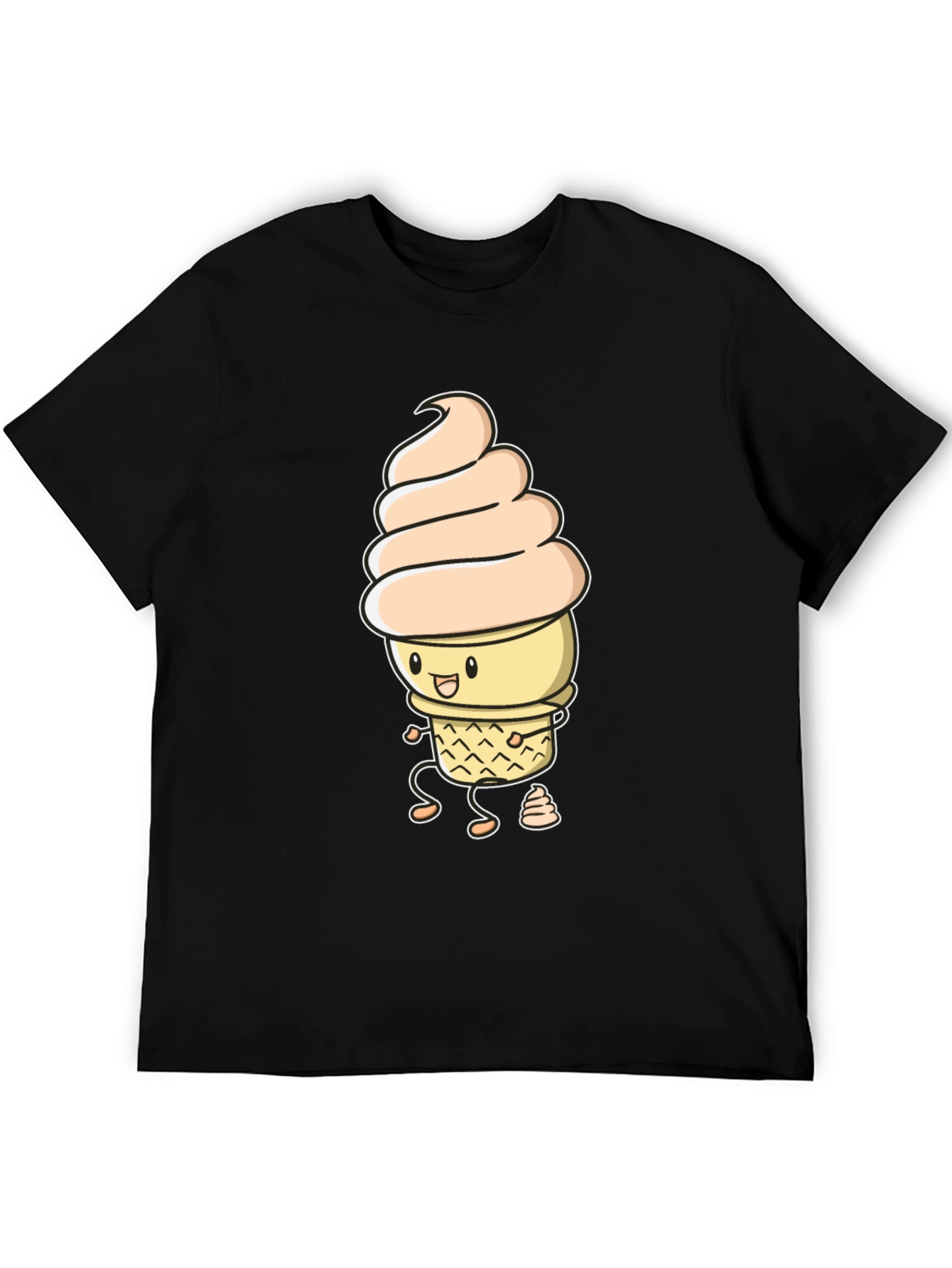 Funny Ice Cream Graphic Black T-Shirt