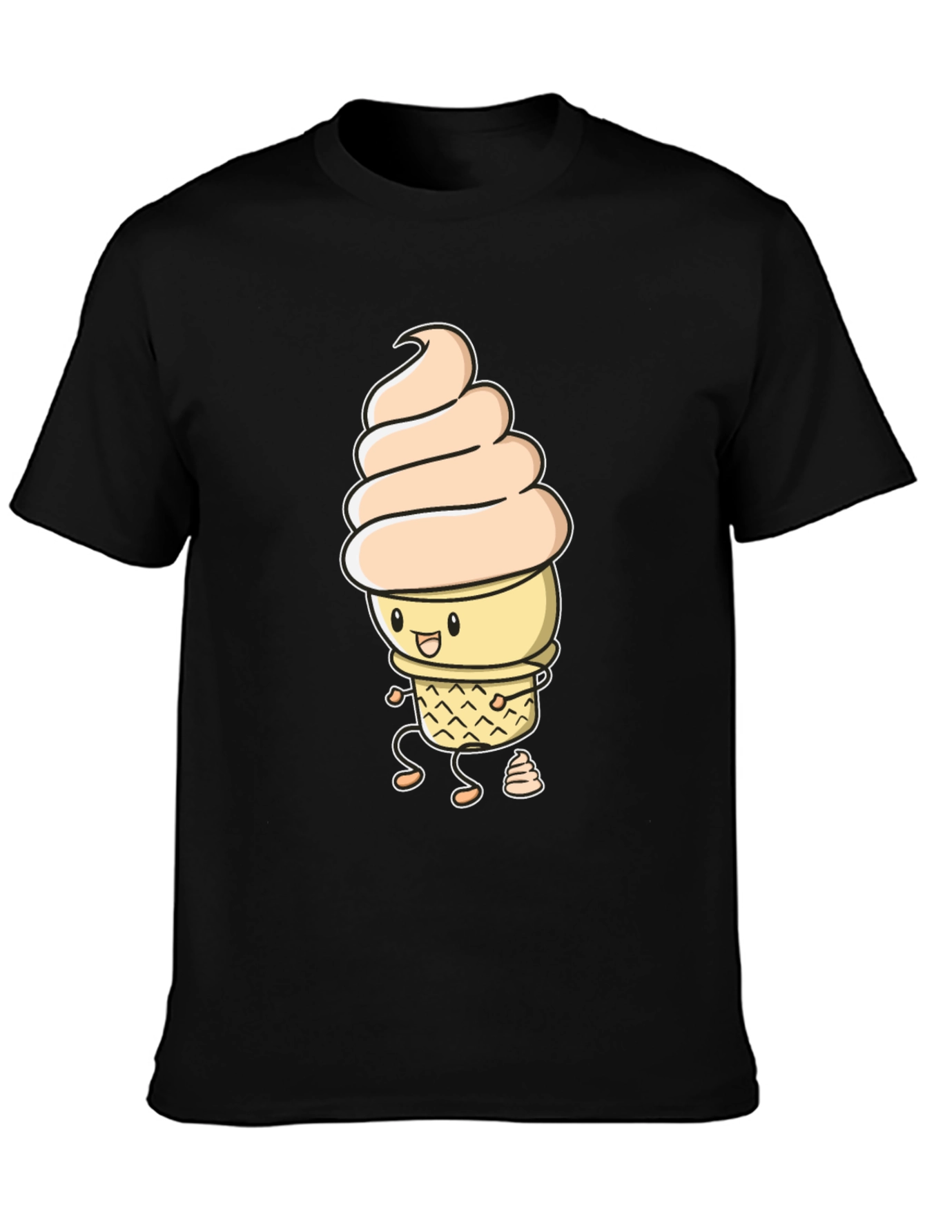 Funny Ice Cream Graphic Black T-Shirt