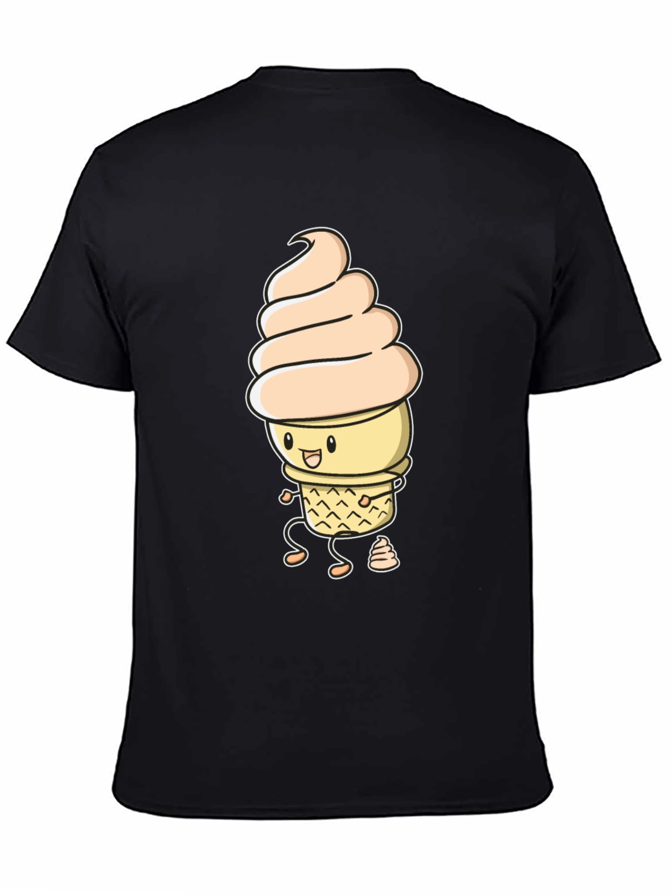 Funny Ice Cream Graphic Black T-Shirt