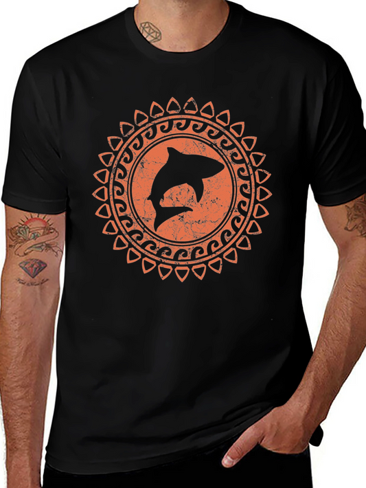 Shark Graphic Print Black T-Shirt