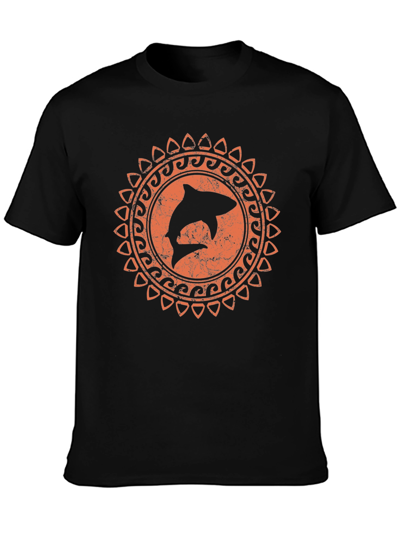Shark Graphic Print Black T-Shirt