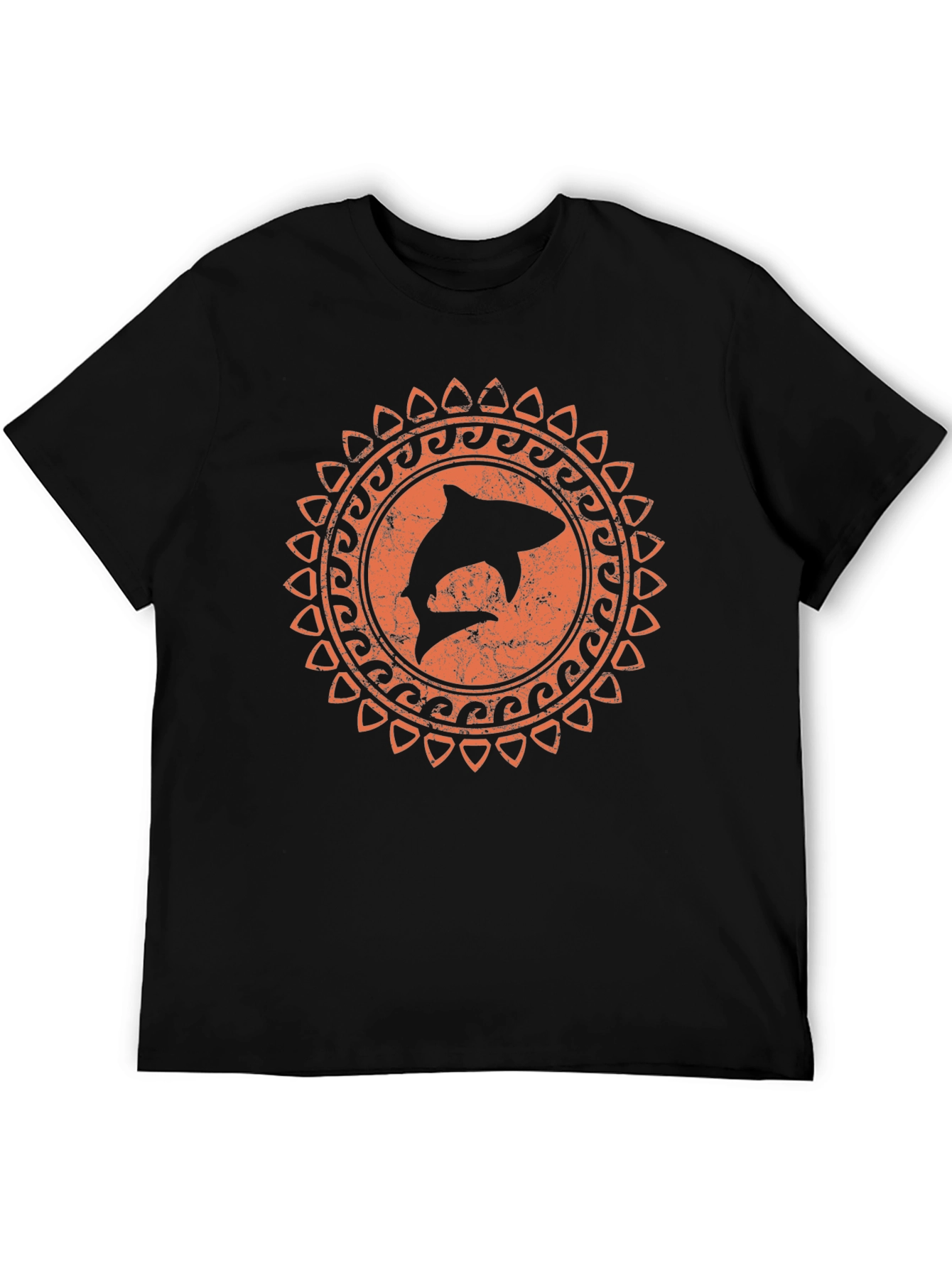 Shark Graphic Print Black T-Shirt