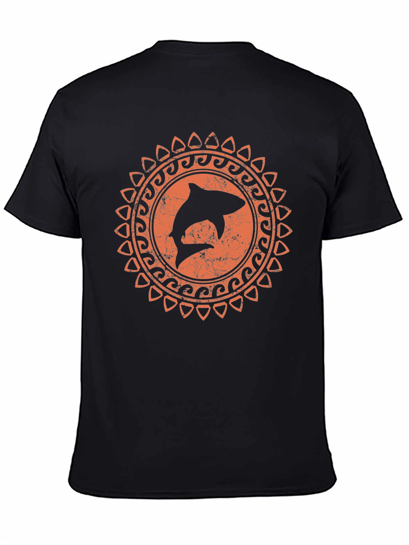 Shark Graphic Print Black T-Shirt