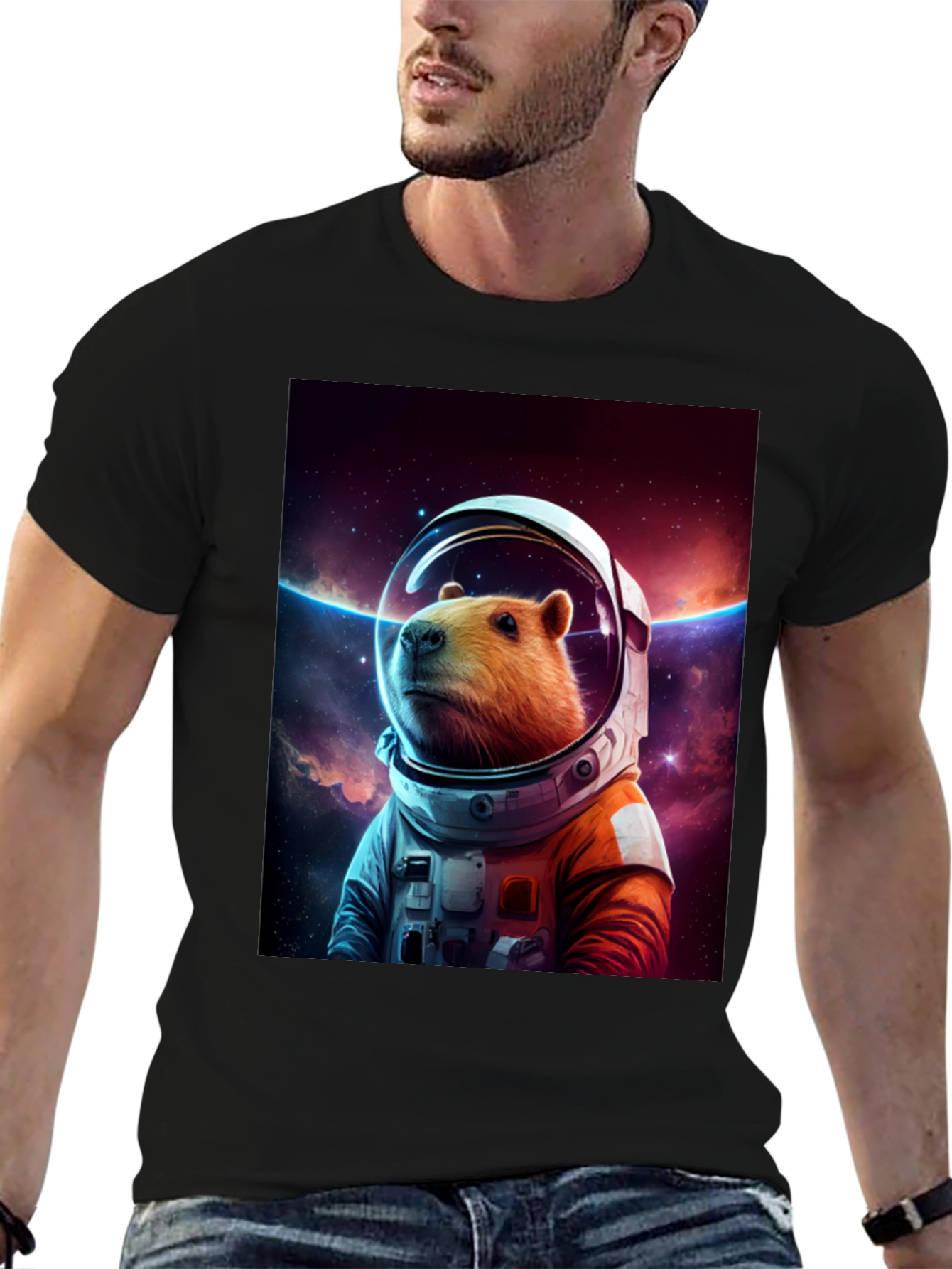 Capybara Astronaut Graphic Tee - Space Explorer Shirt