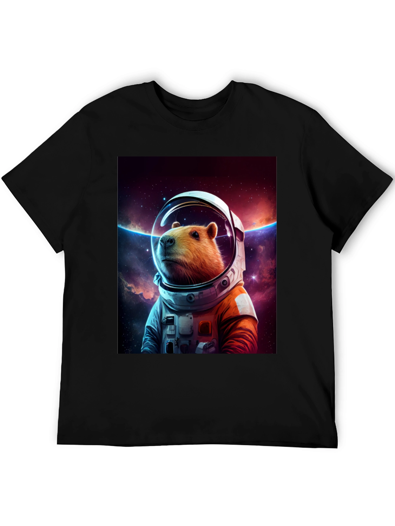 Capybara Astronaut Graphic Tee - Space Explorer Shirt