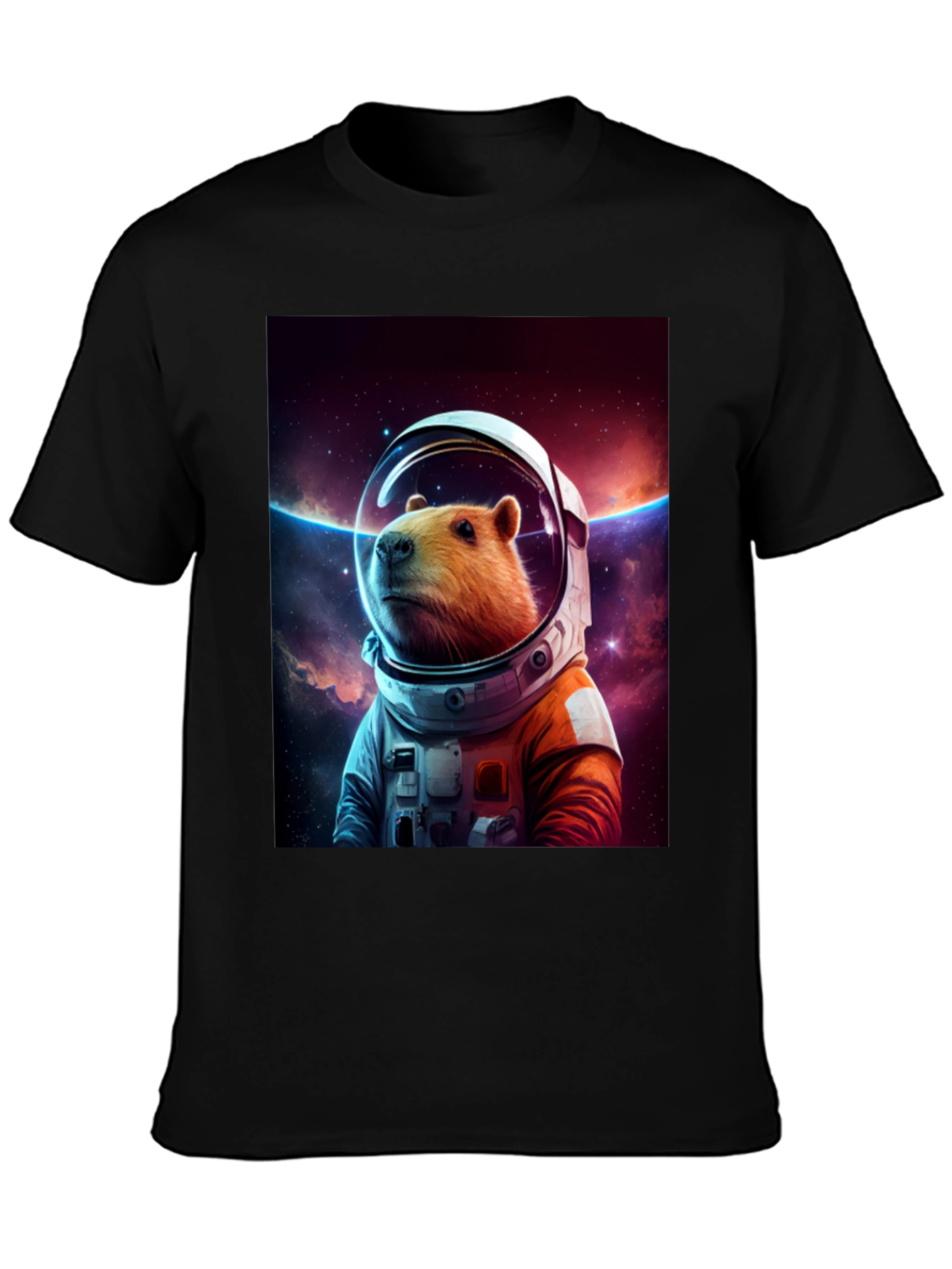 Capybara Astronaut Graphic Tee - Space Explorer Shirt