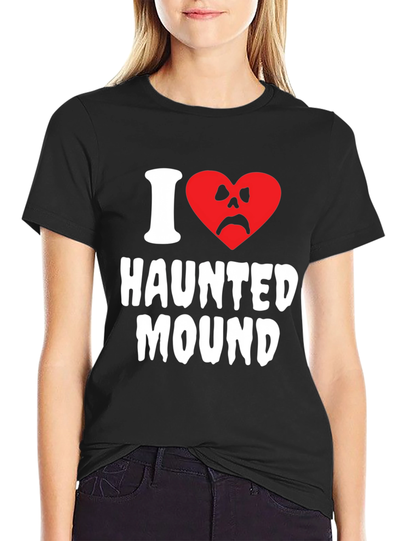 I Love Haunted Mound Graphic Tee - Black