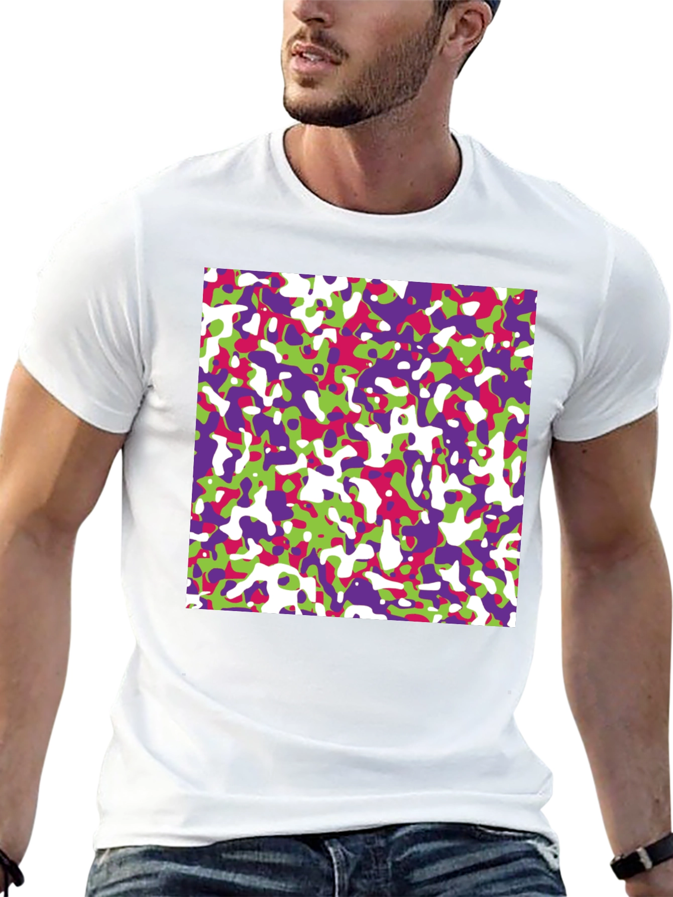 Abstract Camo Print Black T-Shirt