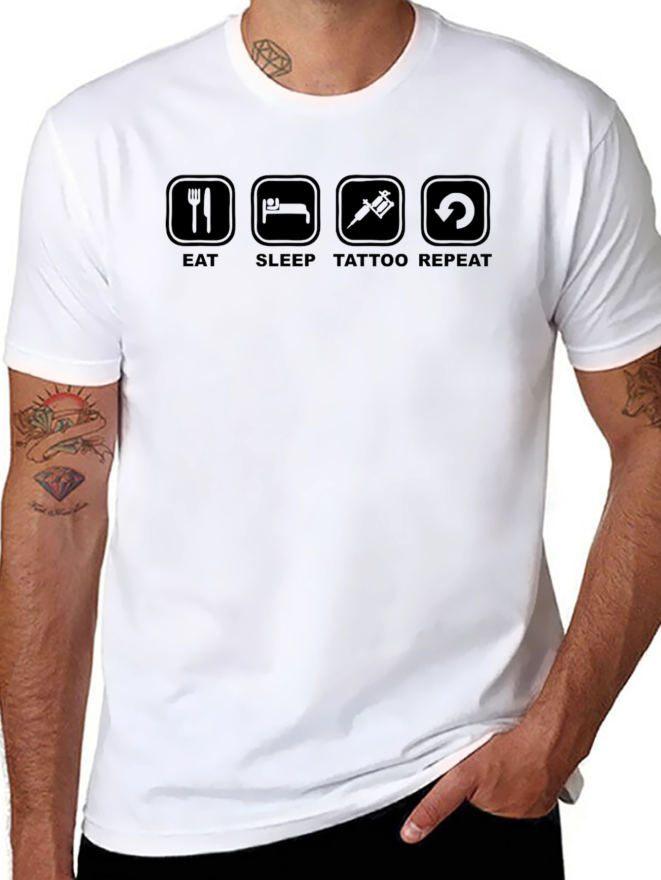 Eat Sleep Tattoo Repeat Black T-Shirt