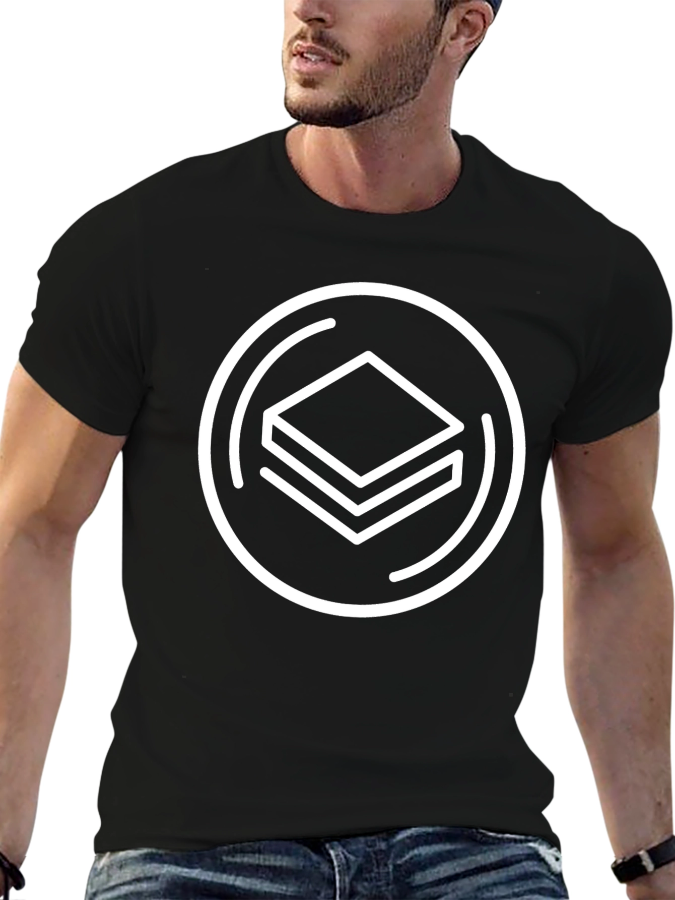 Abstract Geometric Logo Black T-Shirt