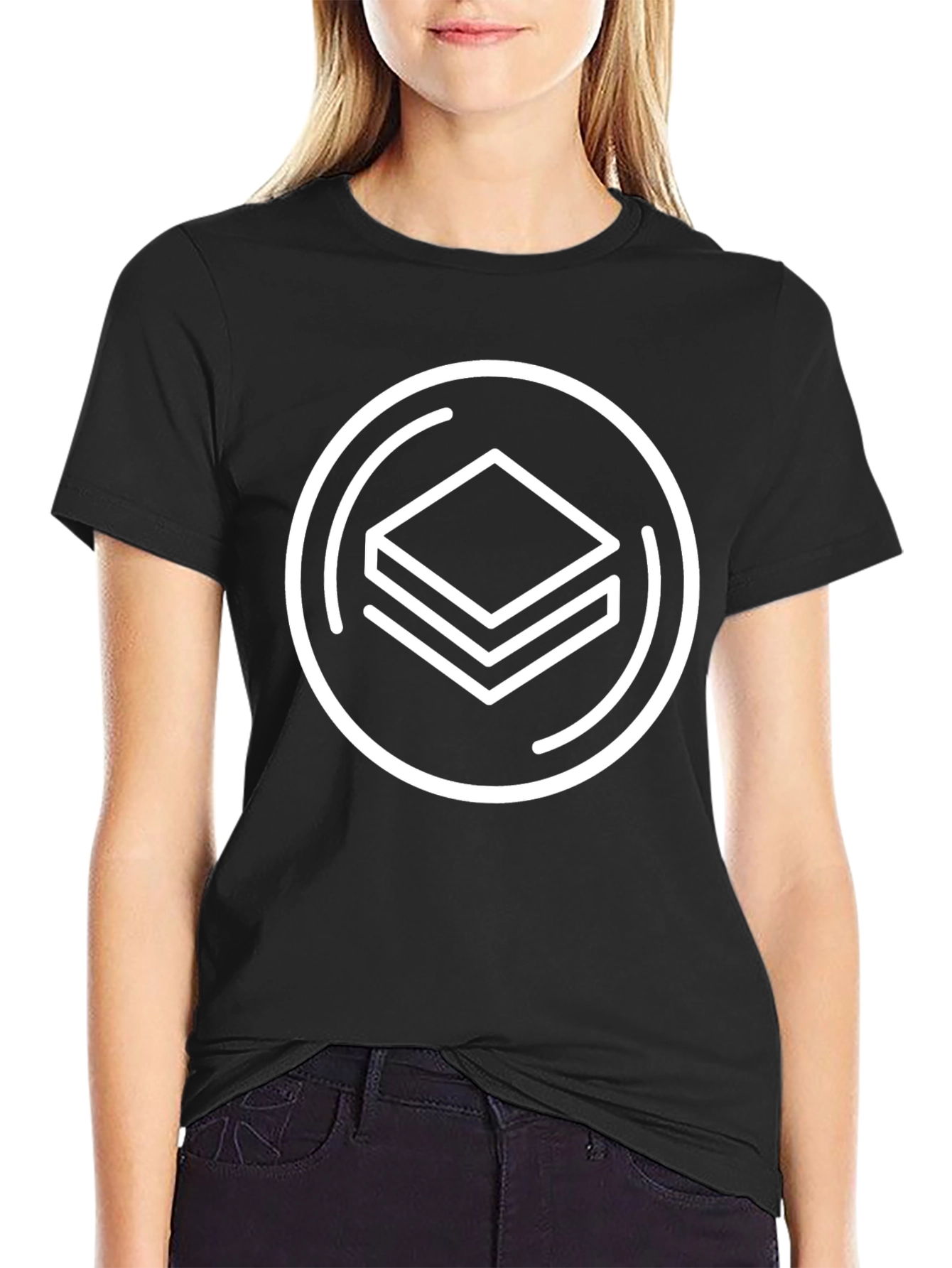 Abstract Geometric Logo Black T-Shirt