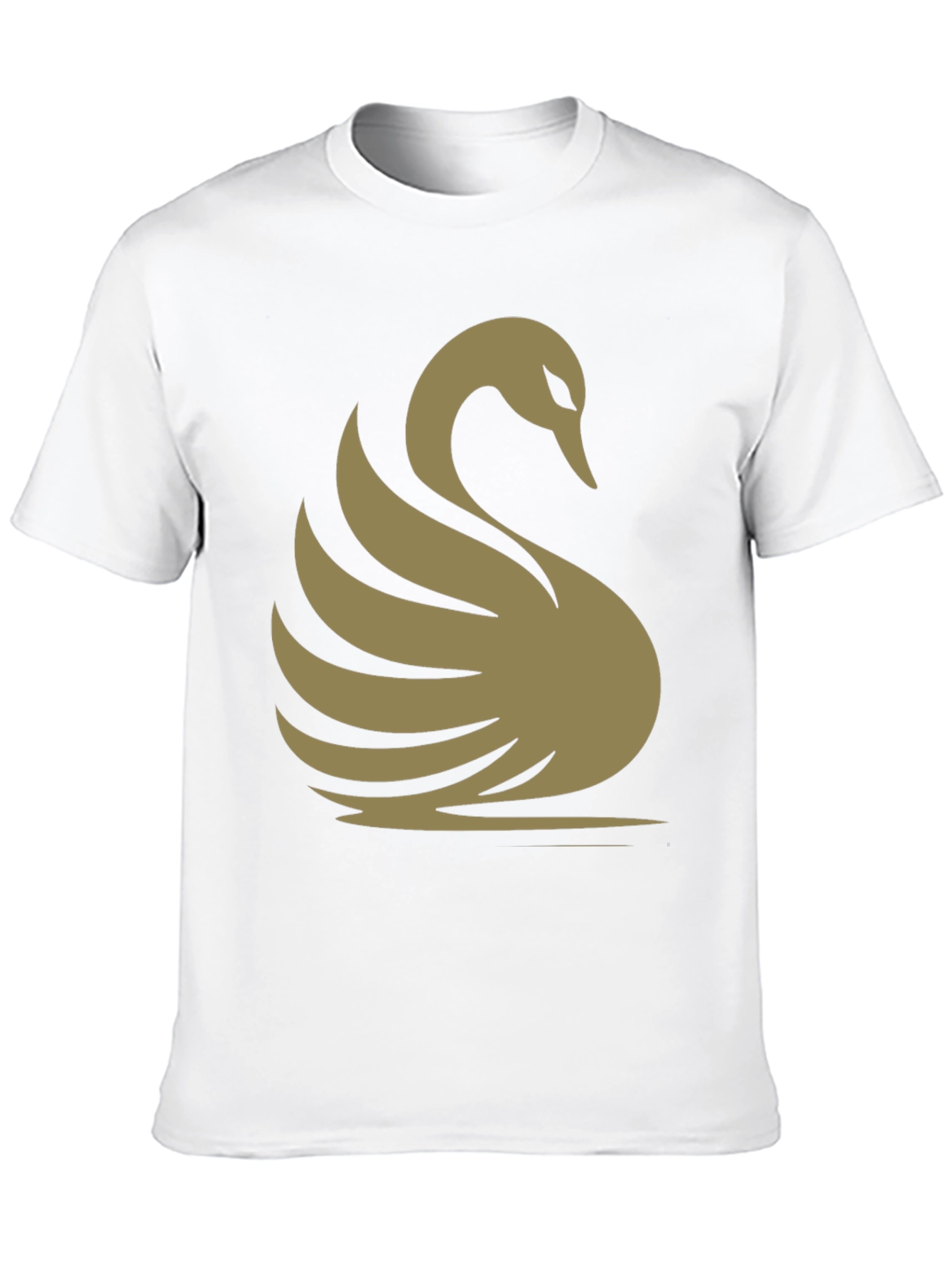 Elegant Swan Graphic Tee - Classic Black Cotton T-Shirt