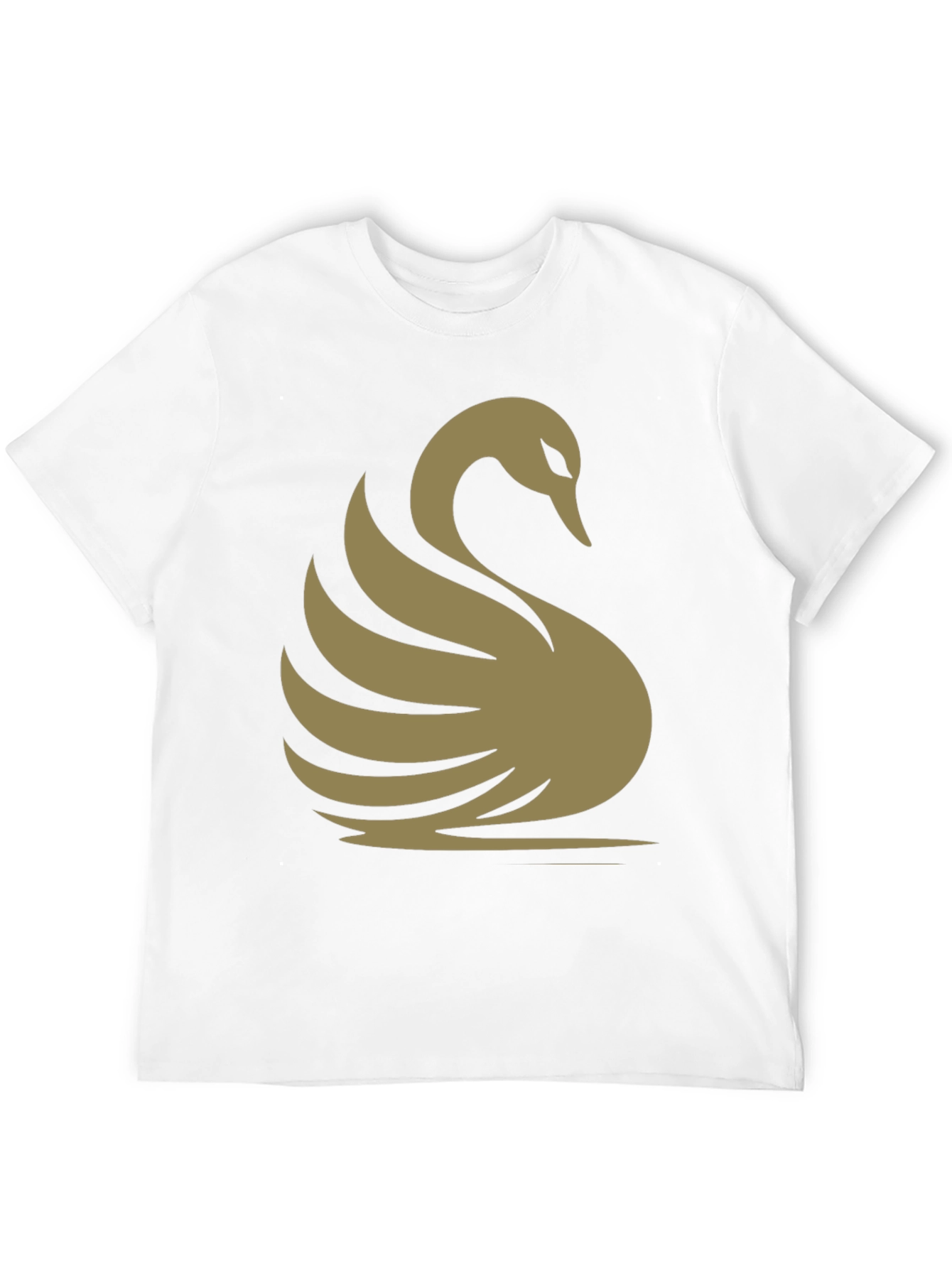 Elegant Swan Graphic Tee - Classic Black Cotton T-Shirt