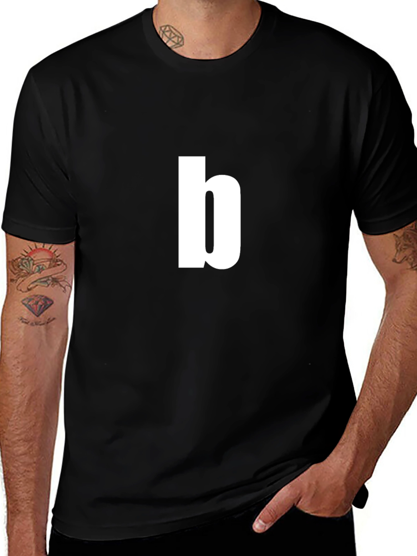 Lowercase b Graphic Tee - Black Cotton T-Shirt