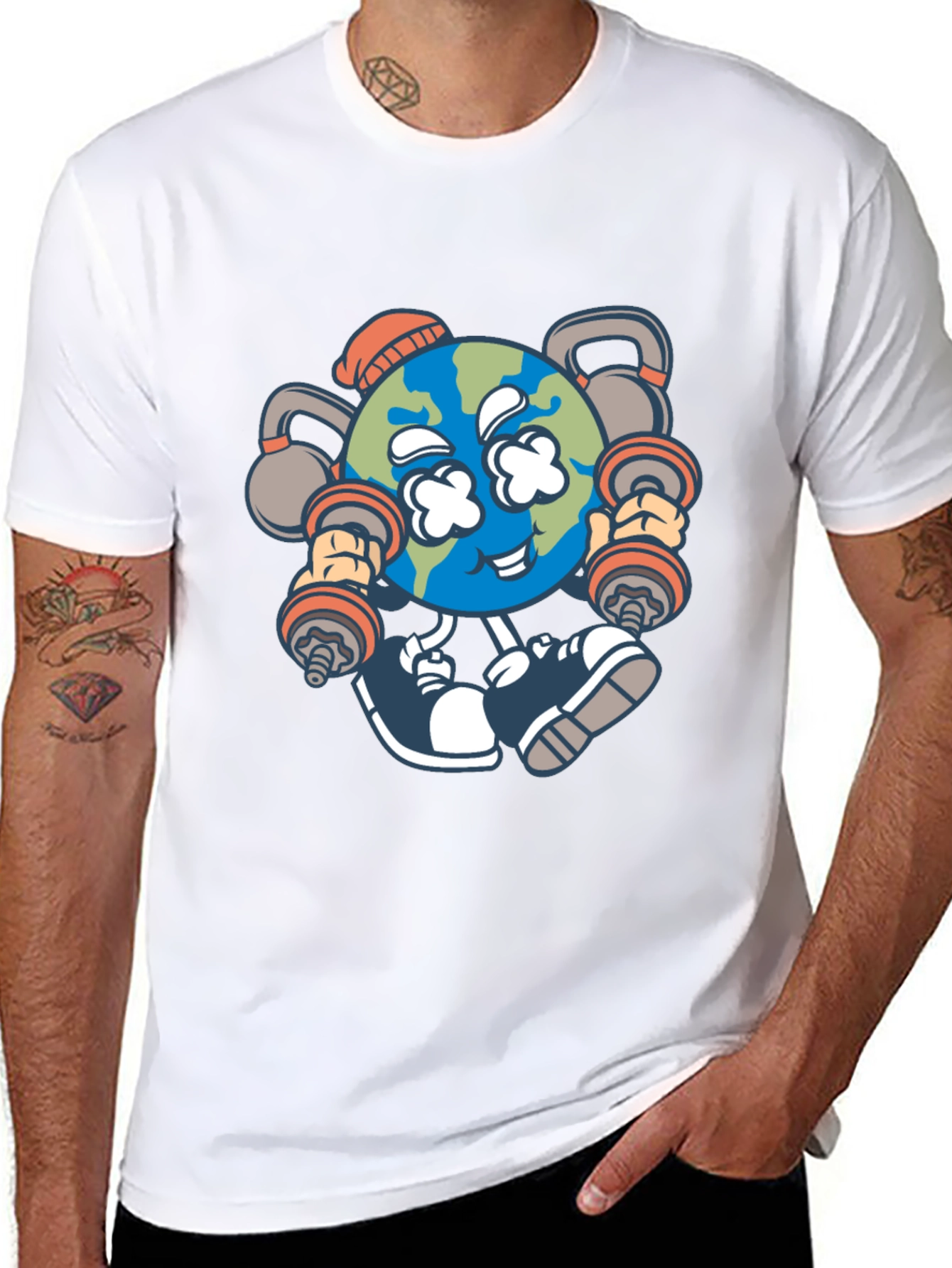 Funny Earth Workout Graphic T-Shirt