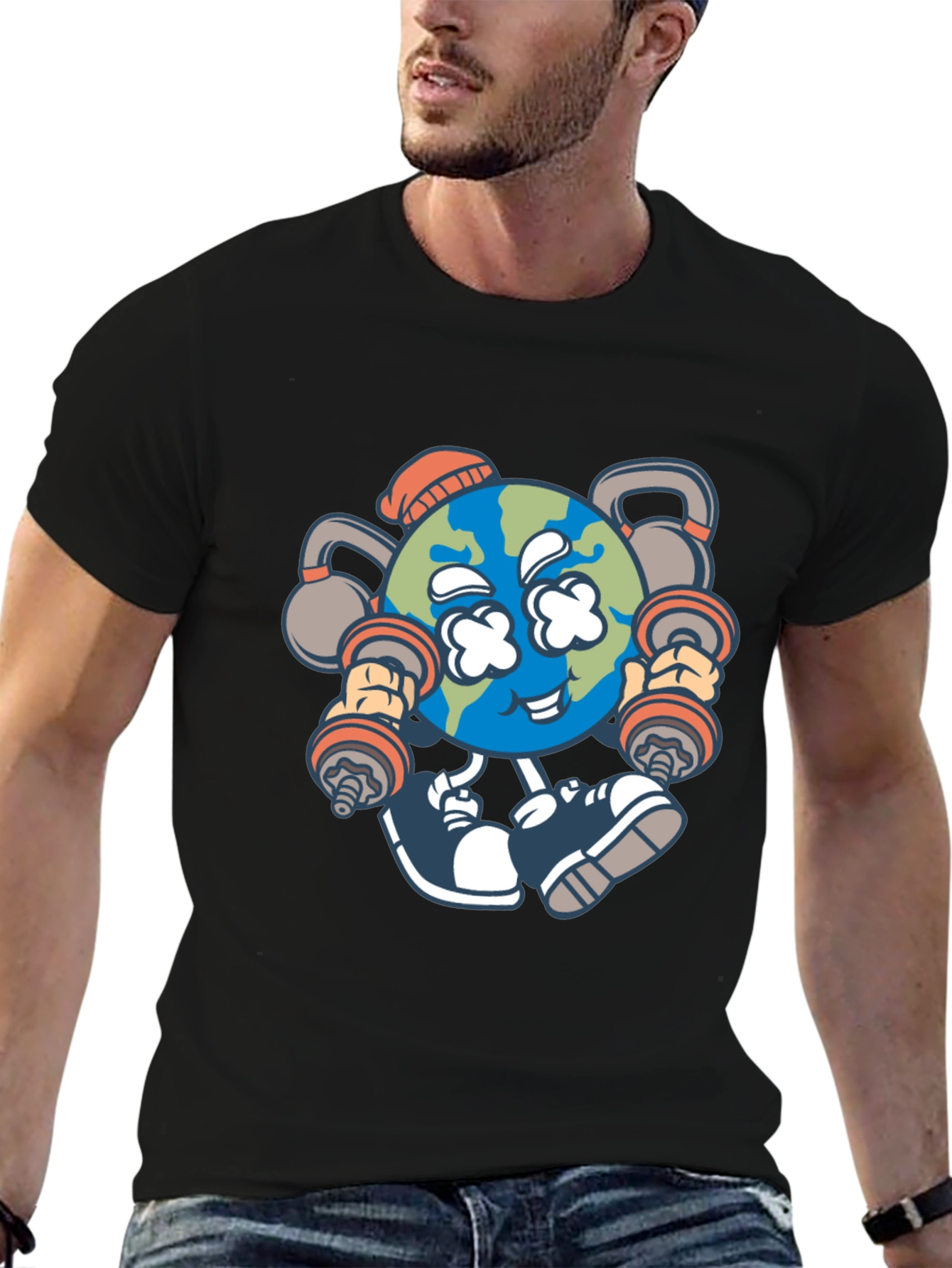 Funny Earth Workout Graphic T-Shirt