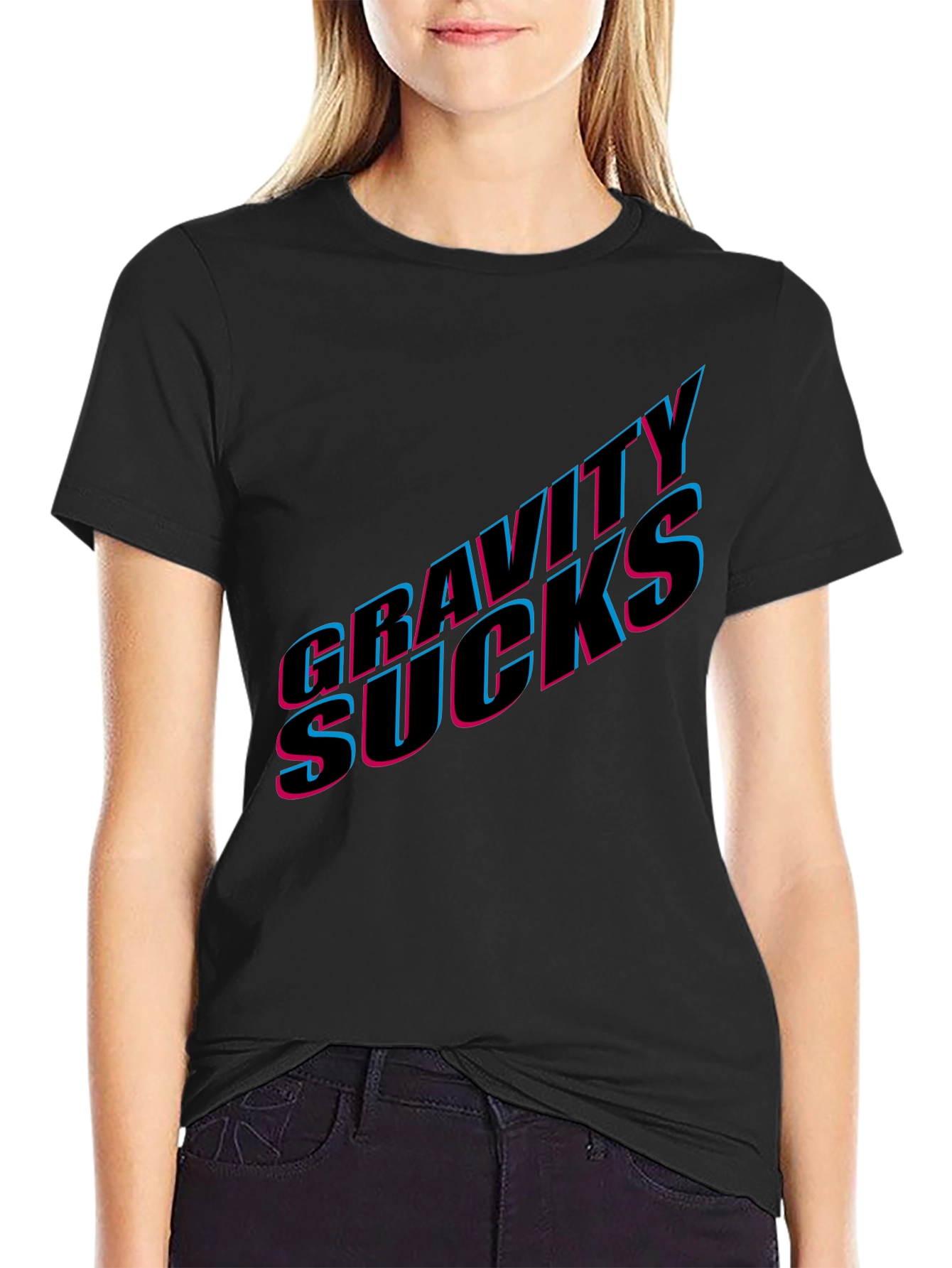 Gravity Sucks Graphic Tee - Black Casual T-Shirt