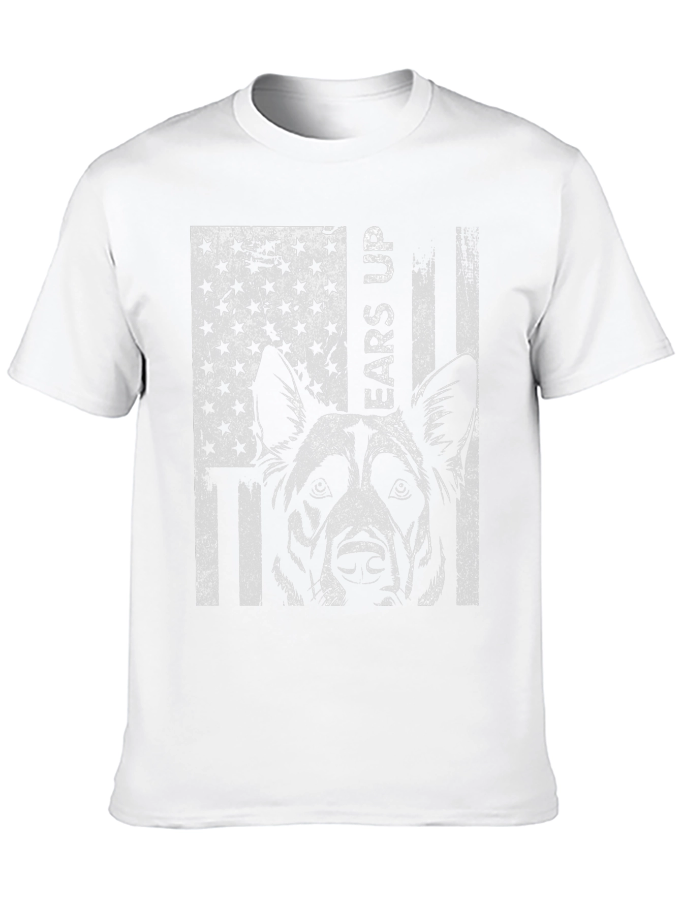 Ears Up Dog American Flag Graphic Tee