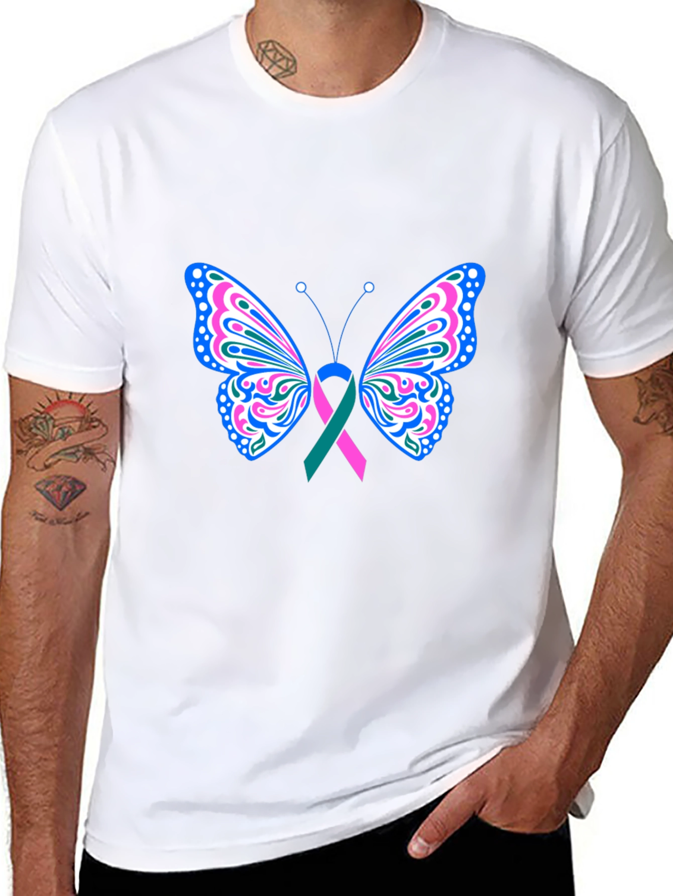 Butterfly Ribbon Black T-Shirt