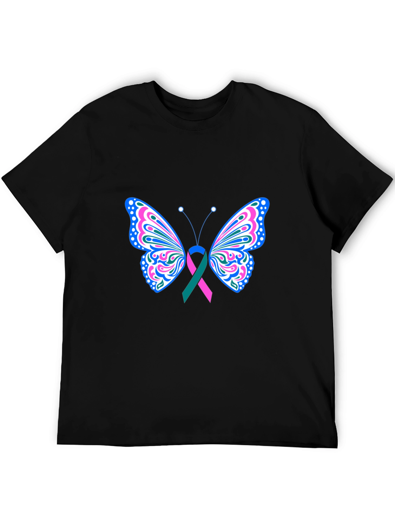 Butterfly Ribbon Black T-Shirt