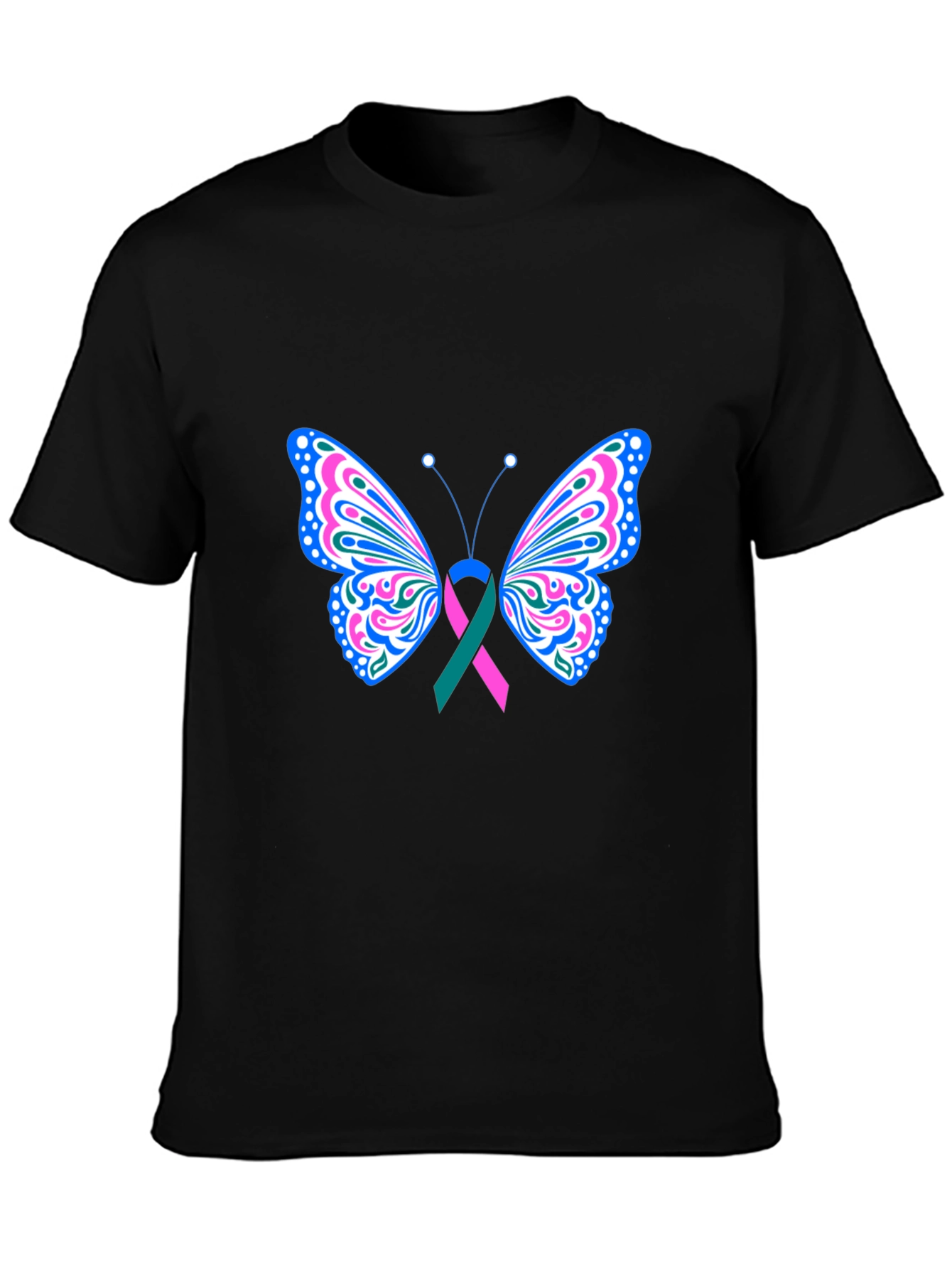 Butterfly Ribbon Black T-Shirt