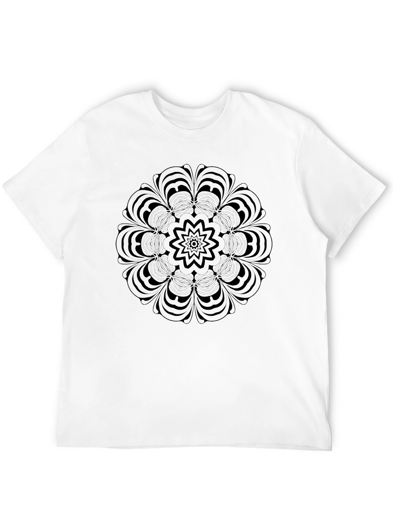 Black Mandala Print Crew Neck T-Shirt